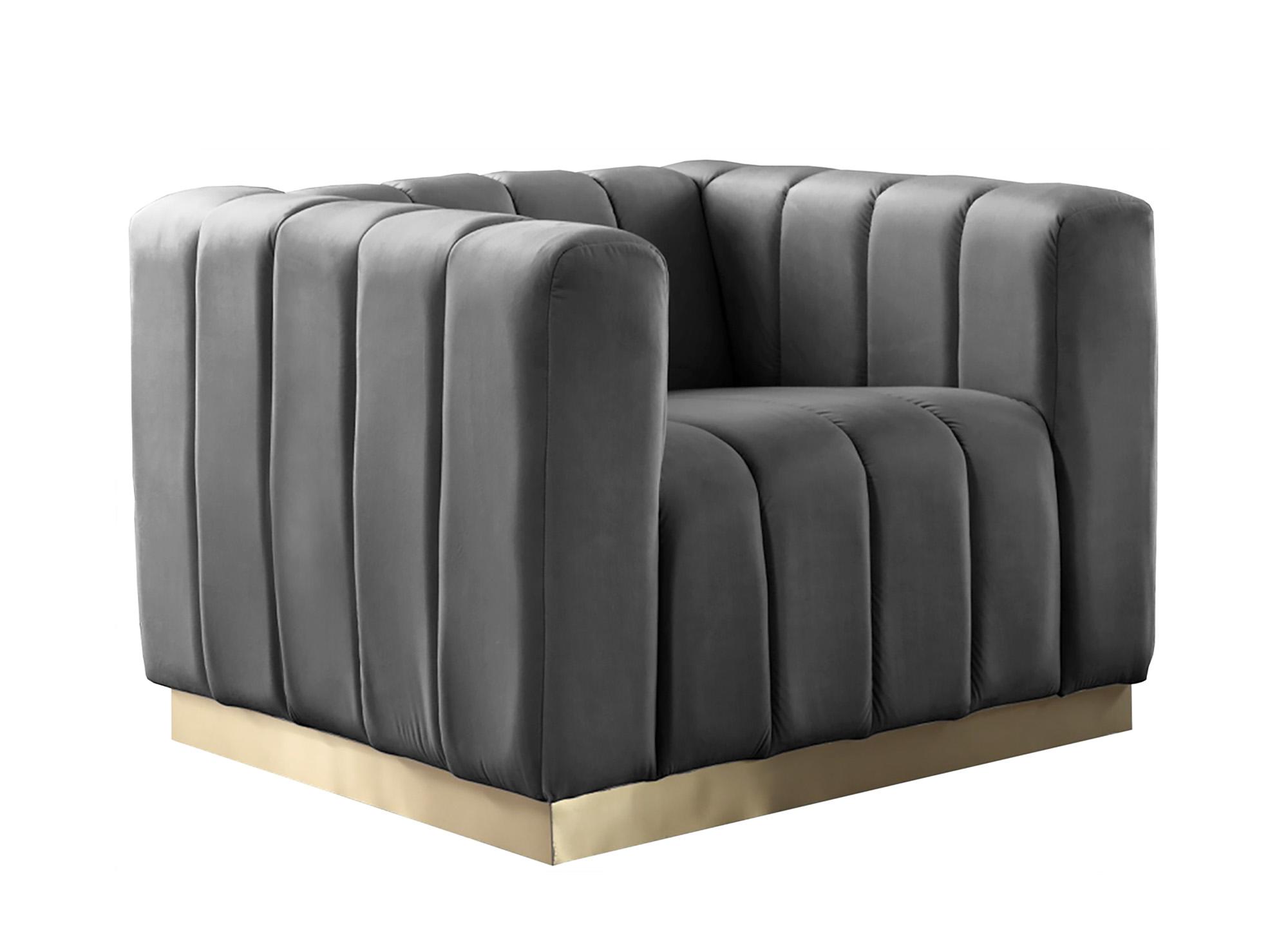 

        
Meridian Furniture MARLON 603Grey-S-Set-3 Sofa Set Gray/Gold Velvet 704831408638
