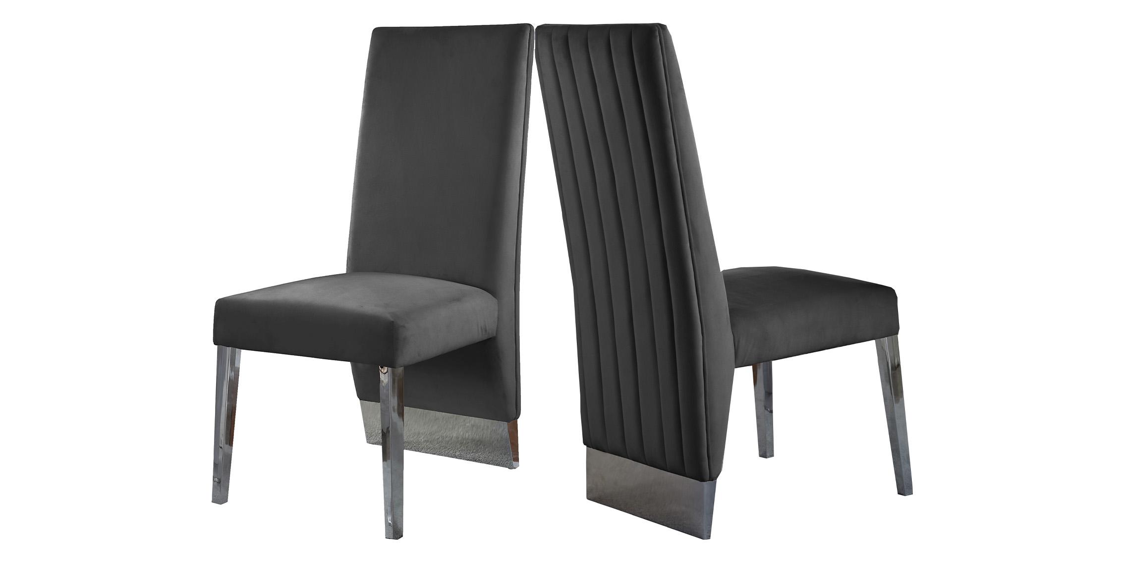 

        
Meridian Furniture PORSHA 756Grey-C Dining Side Chair Chrome/Gray Velvet 704831404517
