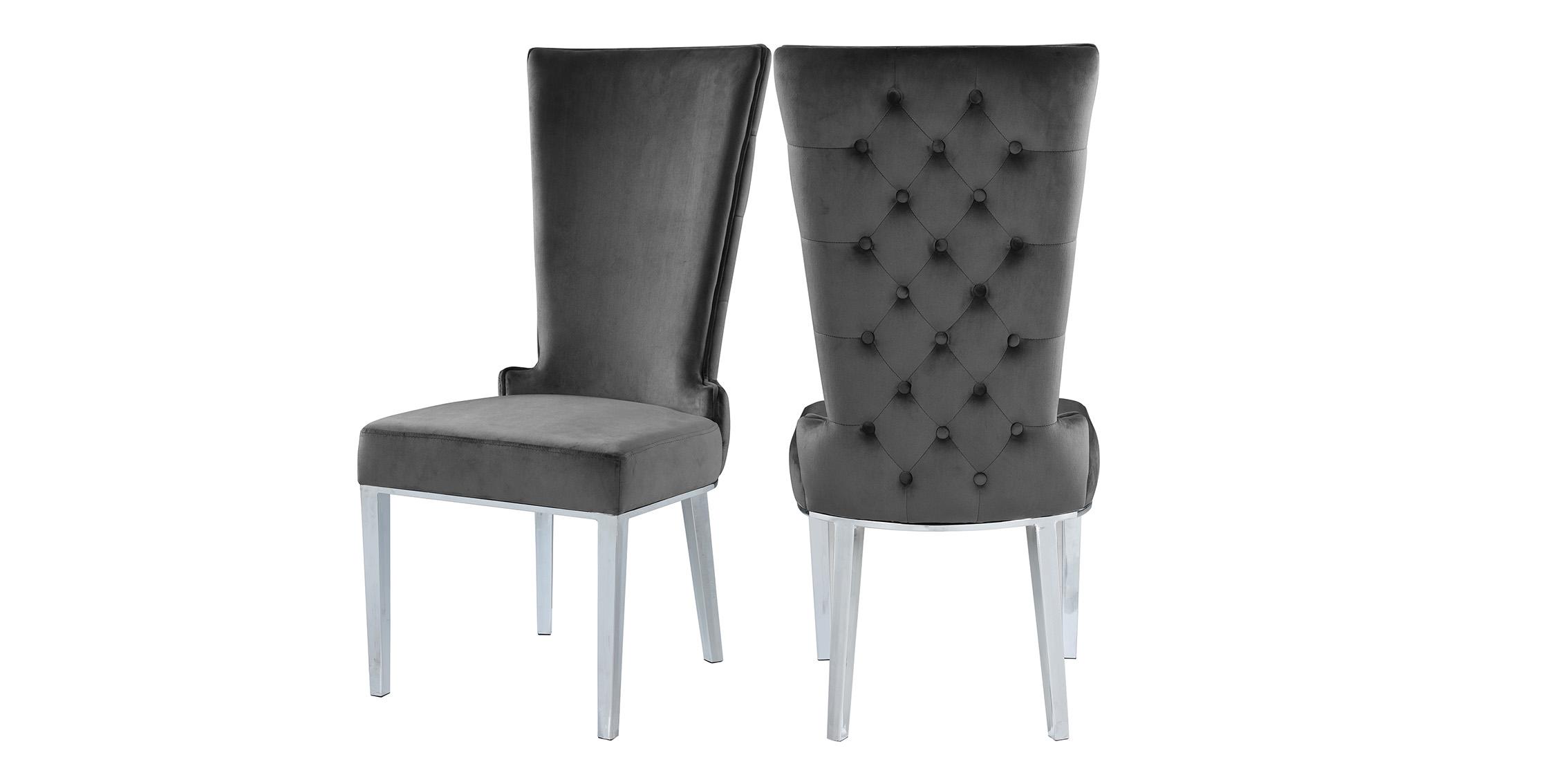 

    
Glam Grey Velvet Dining Chair Set 2Pcs 729Grey-C SERAFINA Meridian Modern
