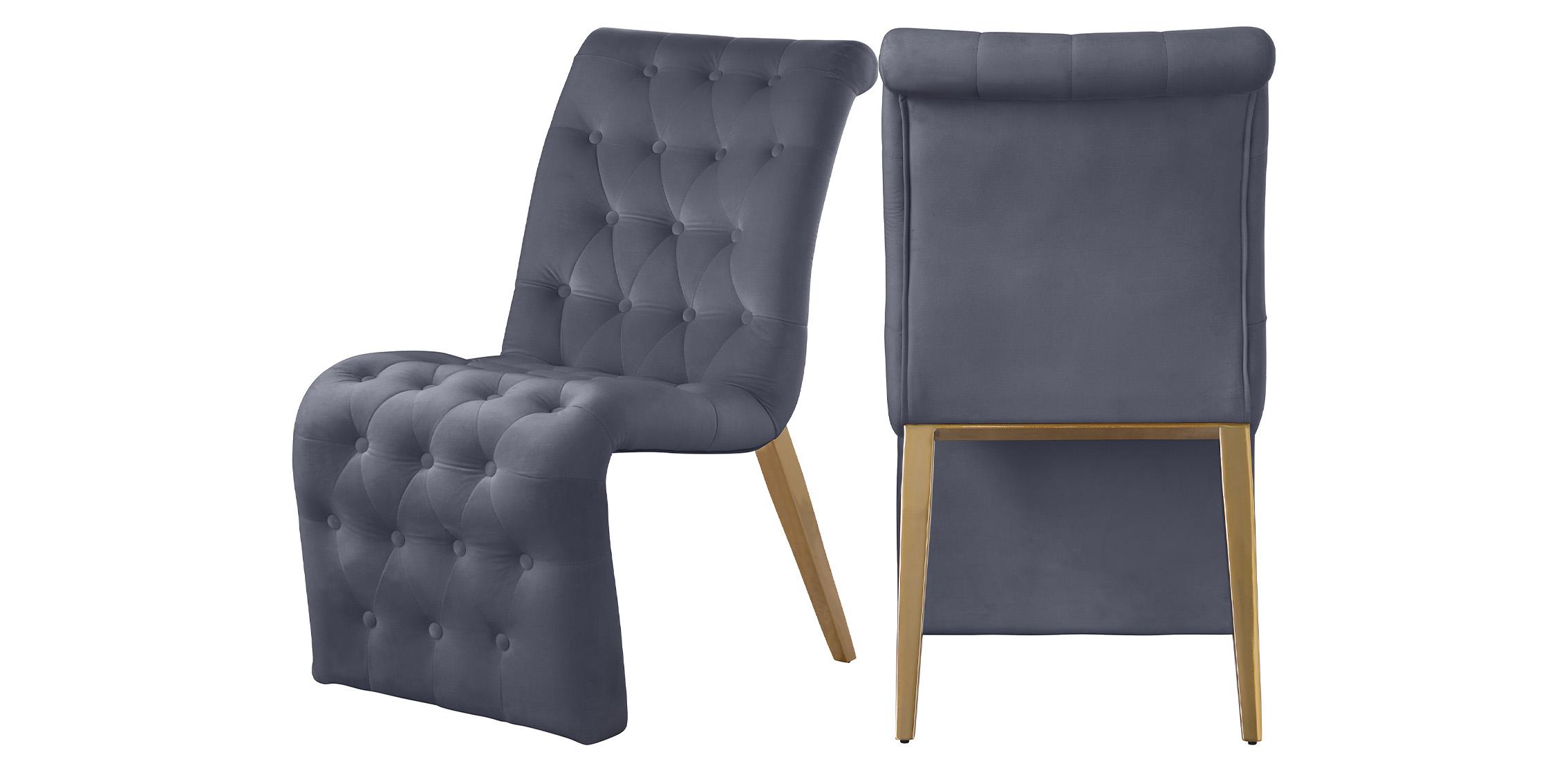 Contemporary, Modern Dining Chair Set CURVE 920Grey-C 920Grey-C in Gray, Gold Velvet