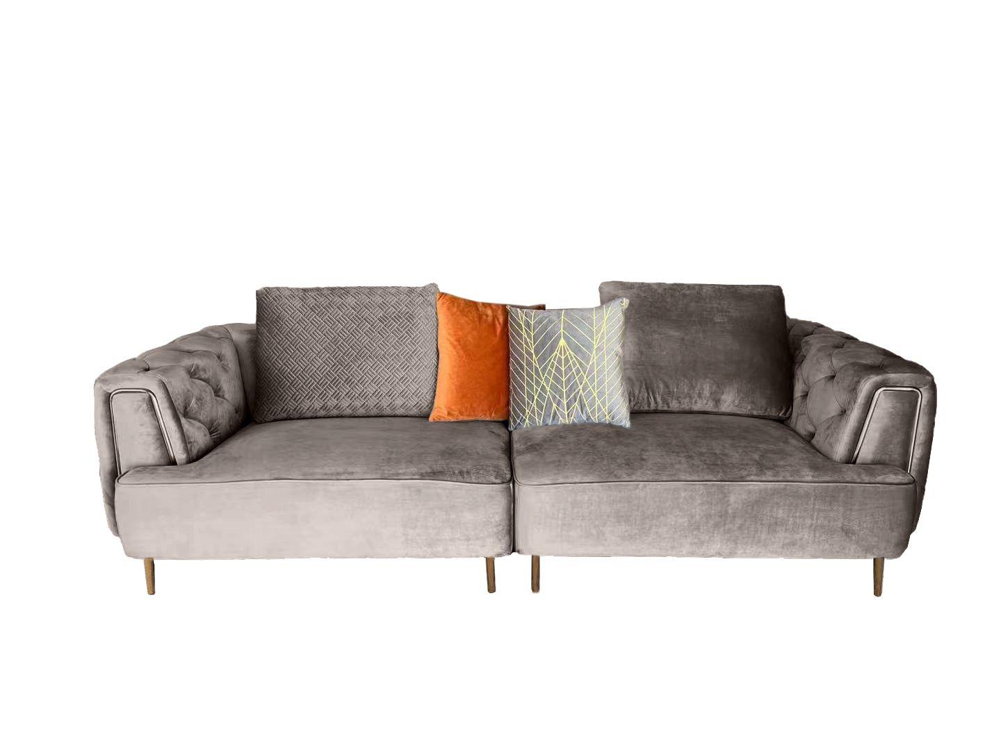 Contemporary Extra Long Sofa AE-D832-GR-4S AE-D832-GR-4S in Gray Fabric