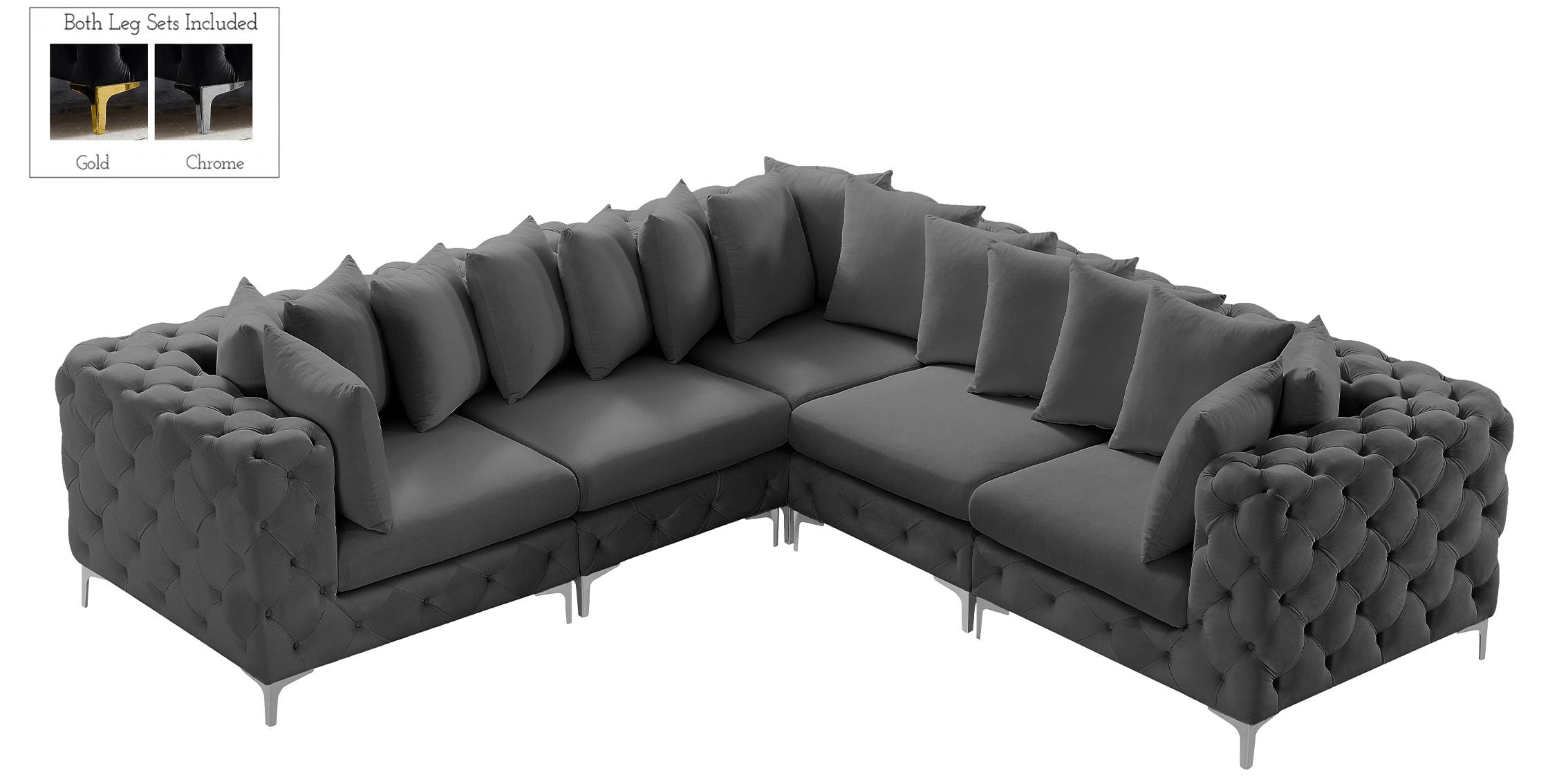 

        
Meridian Furniture TREMBLAY 686Grey-Sec5C Modular Sectional Sofa Gray Velvet 94308269702
