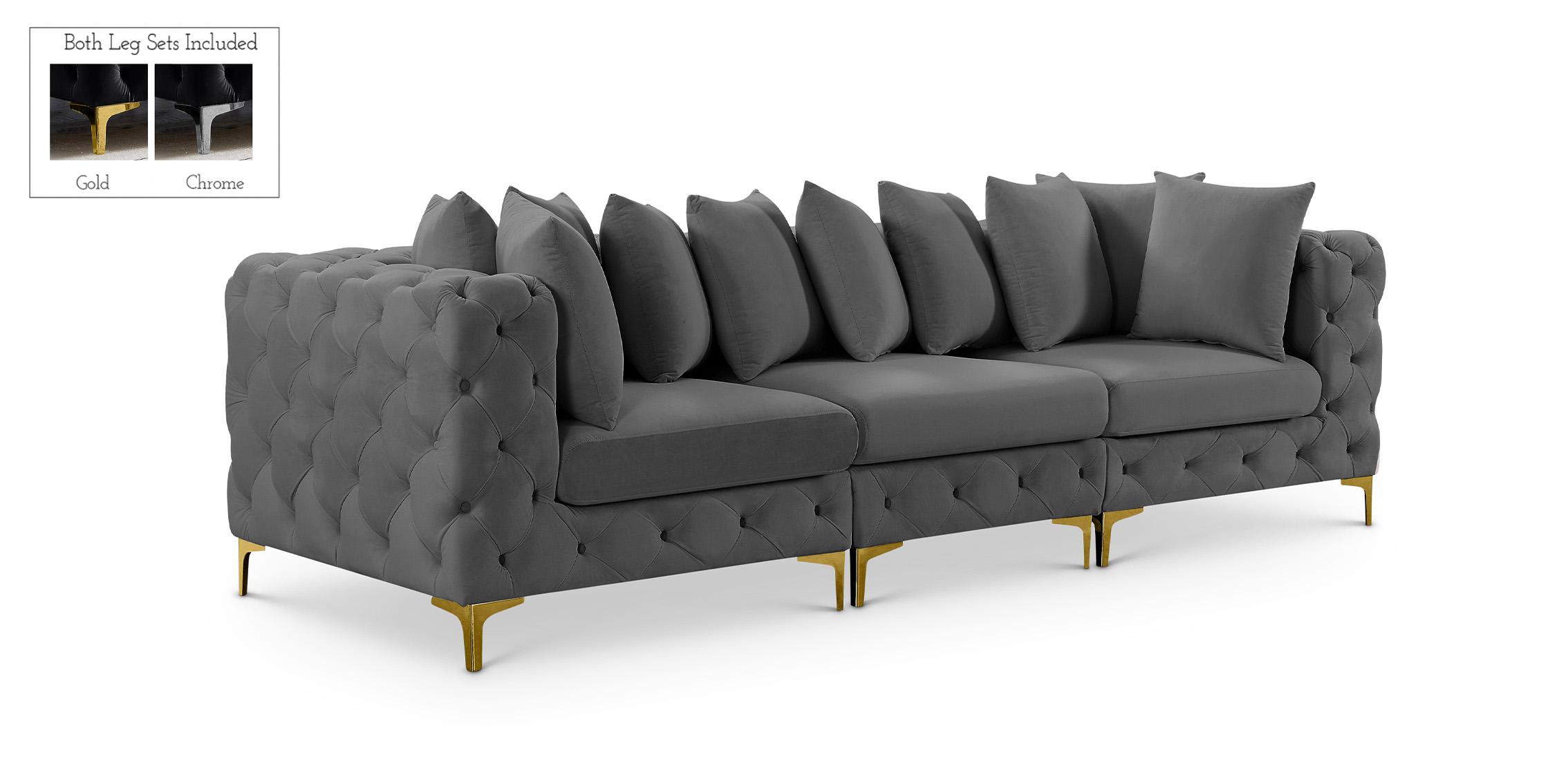 

    
Glam Grey Velvet Modular Sofa TREMBLAY 686Grey-S108 Meridian Modern
