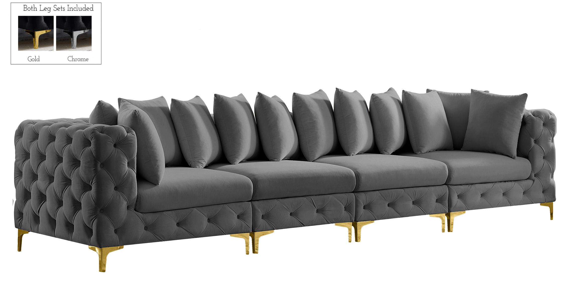 

    
Glam Grey Velvet Modular Sofa TREMBLAY 686Grey-S138 Meridian Modern
