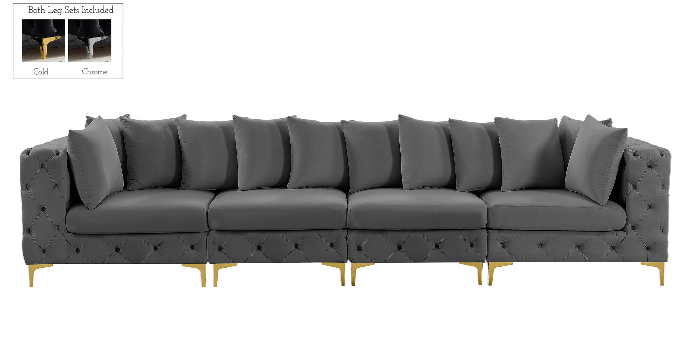

    
Glam Grey Velvet Modular Sofa TREMBLAY 686Grey-S138 Meridian Modern
