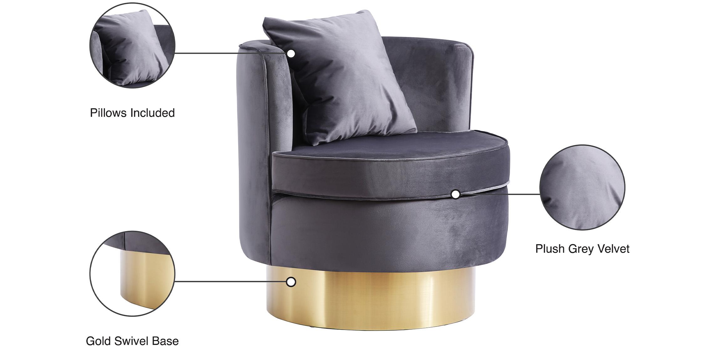 

    
576Grey Glam Grey Velvet Swivel Accent Chair 576Grey KENDRA Meridian Modern Contemporary
