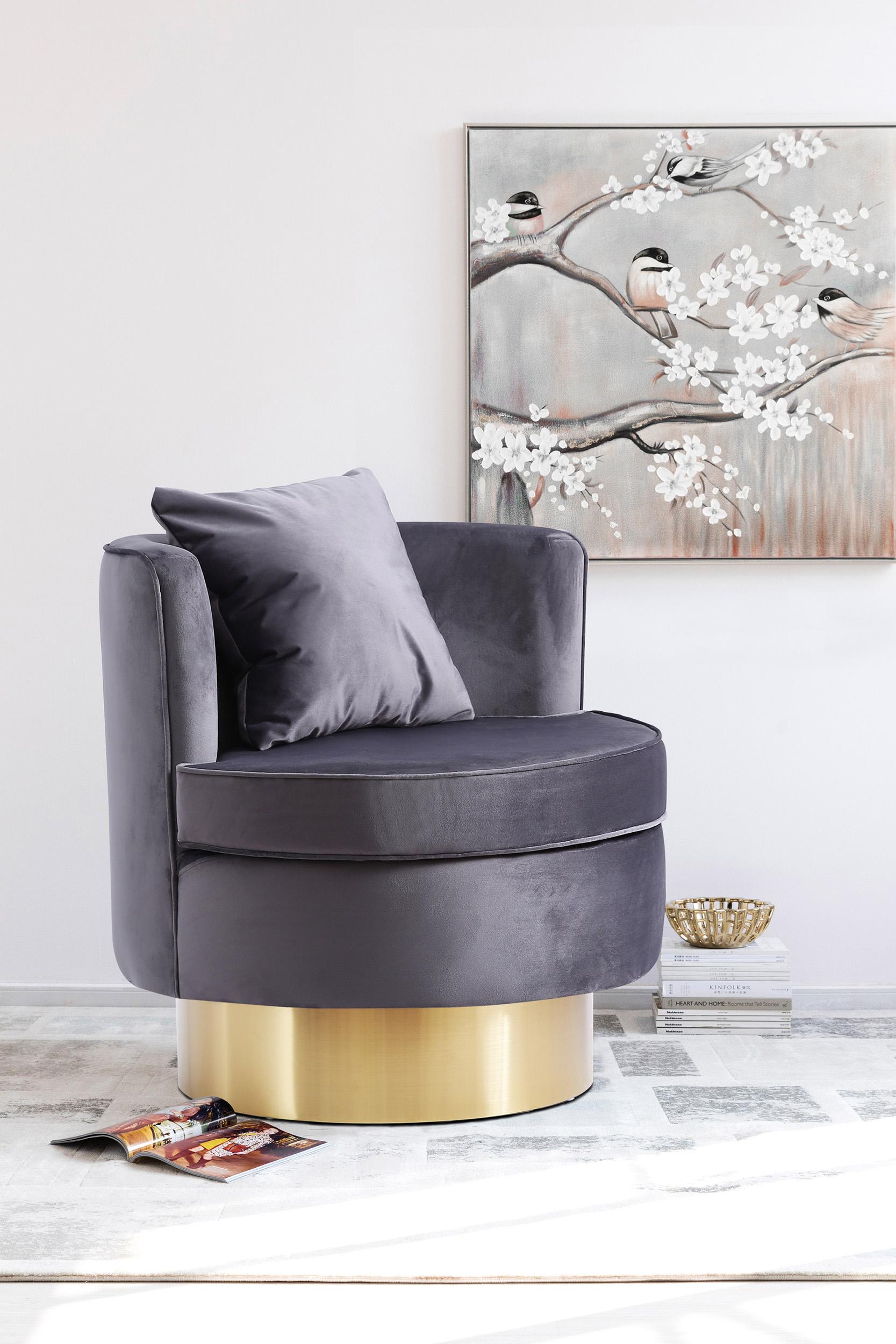

    
Glam Grey Velvet Swivel Accent Chair 576Grey KENDRA Meridian Modern Contemporary

