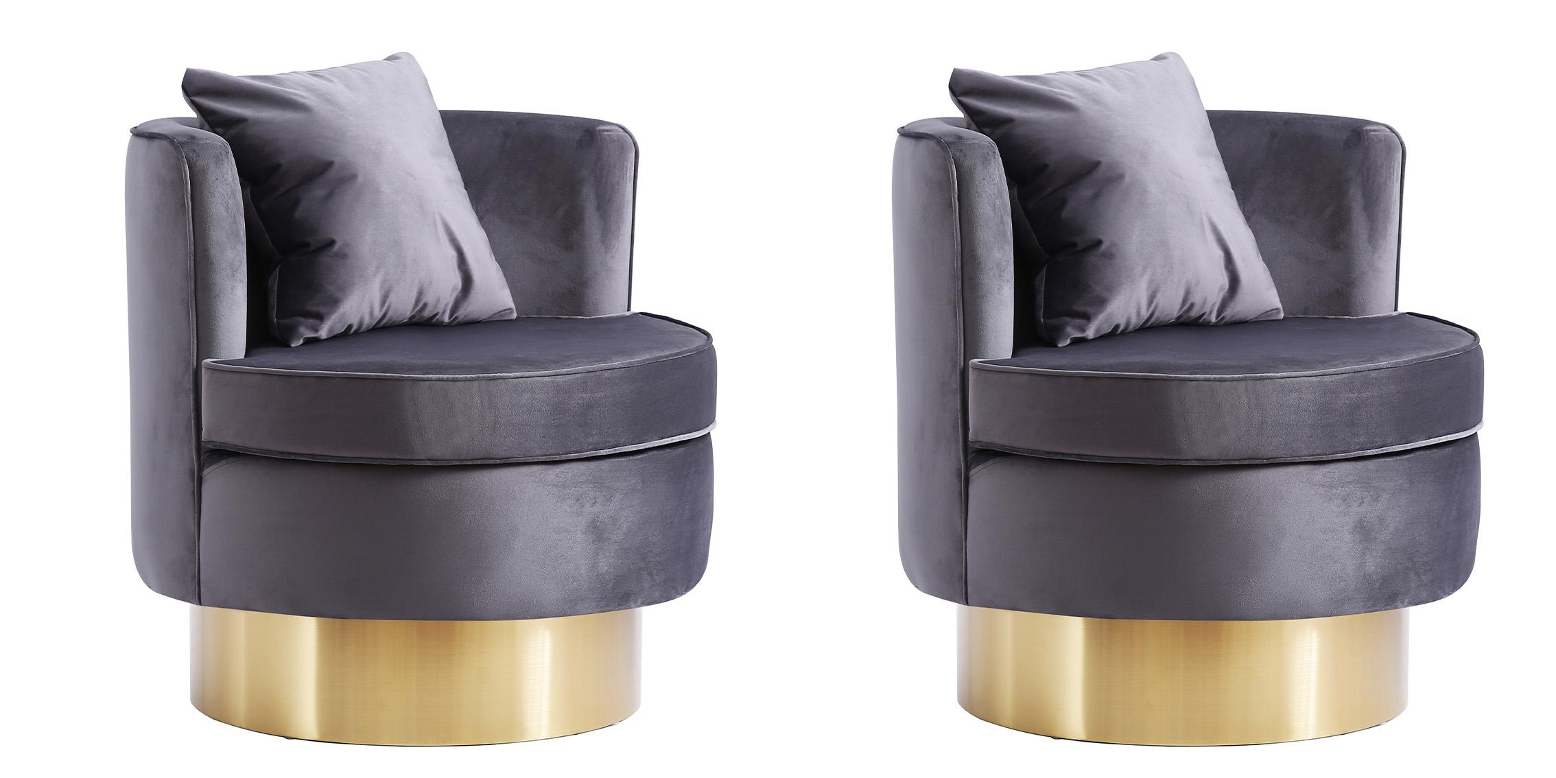 

    
Glam Grey Velvet Swivel Chair Set 2P KENDRA 576Grey Meridian Modern Contemporary
