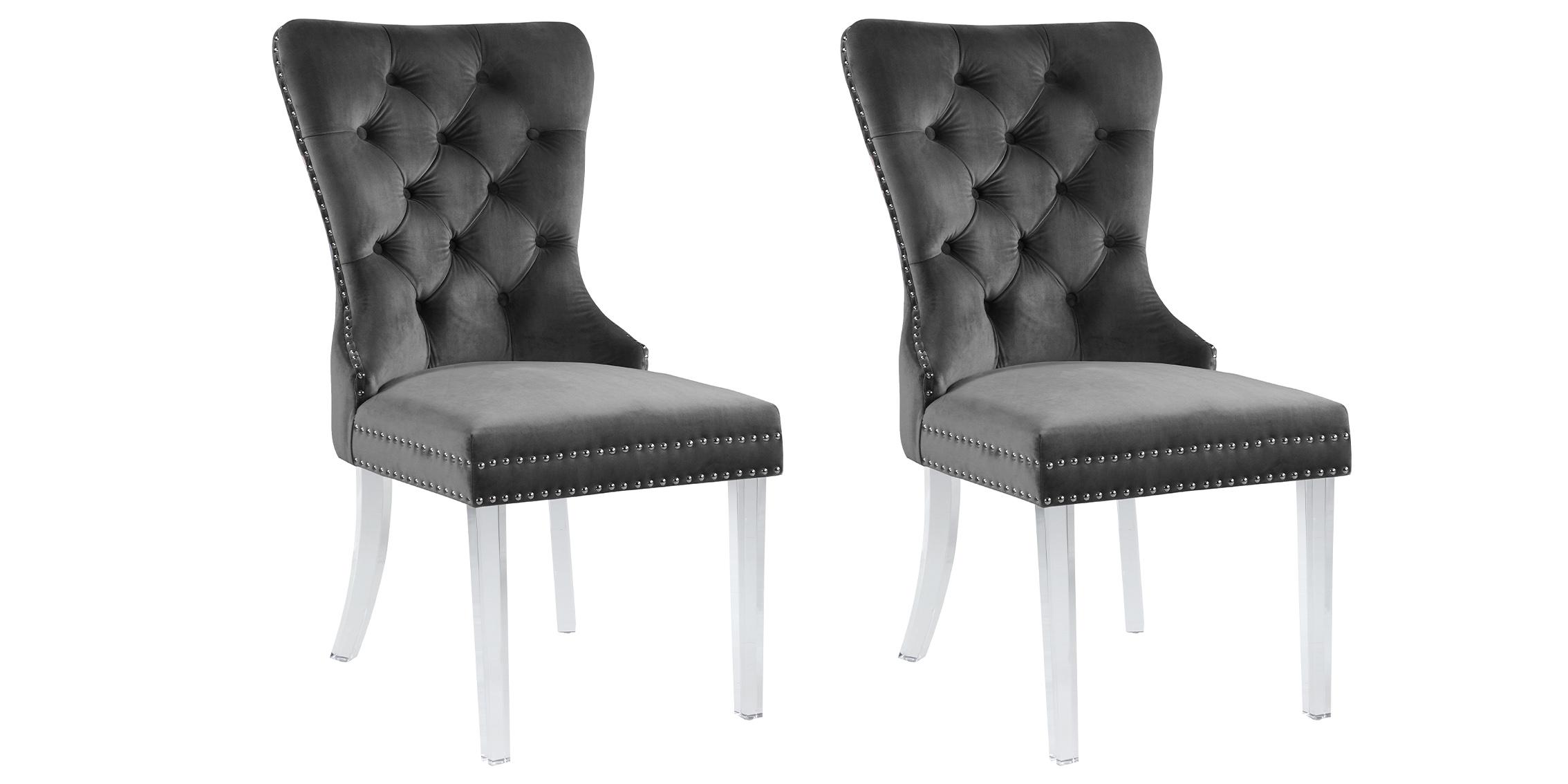 

        
Meridian Furniture MILEY 746Grey-C Dining Chair Set Gray Velvet 704831400038
