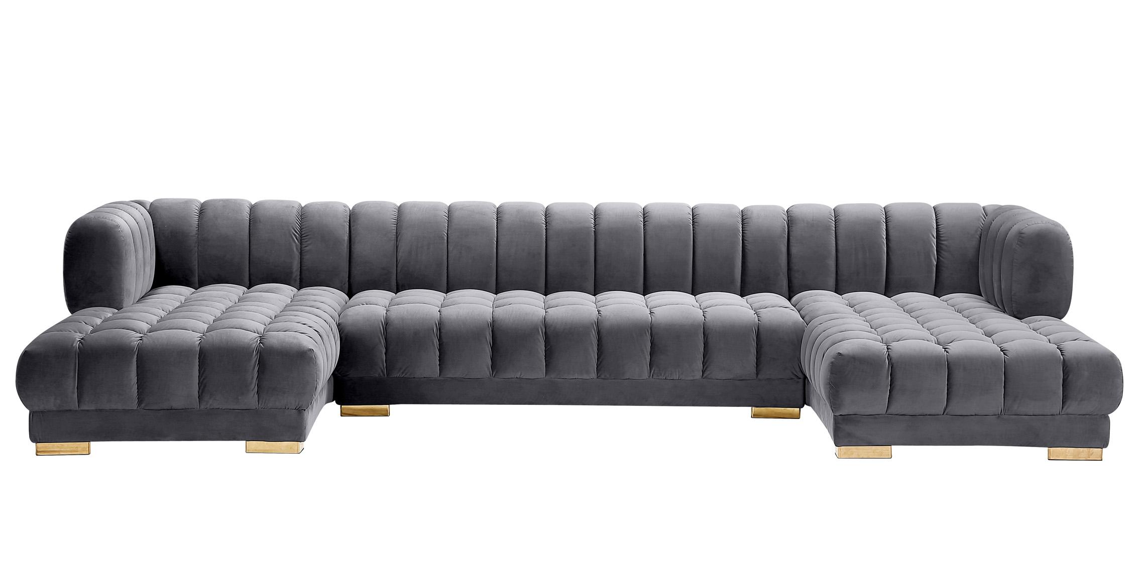 

    
Glam Grey Velvet Tufted Sectional Sofa GWEN 653Grey Meridian Contemporary
