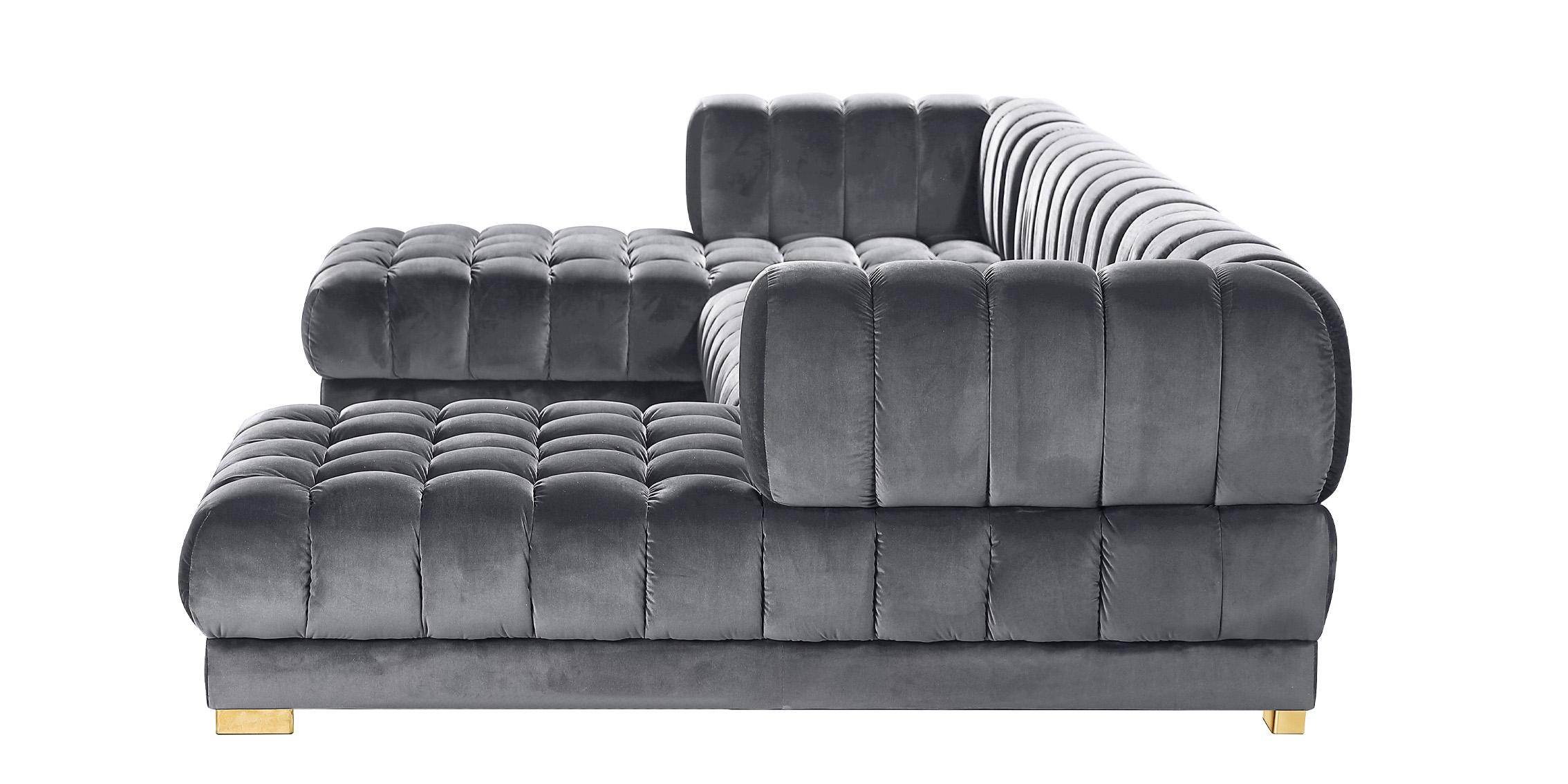 

        
Meridian Furniture GWEN 653Grey Sectional Sofa Gray Velvet 753359804507
