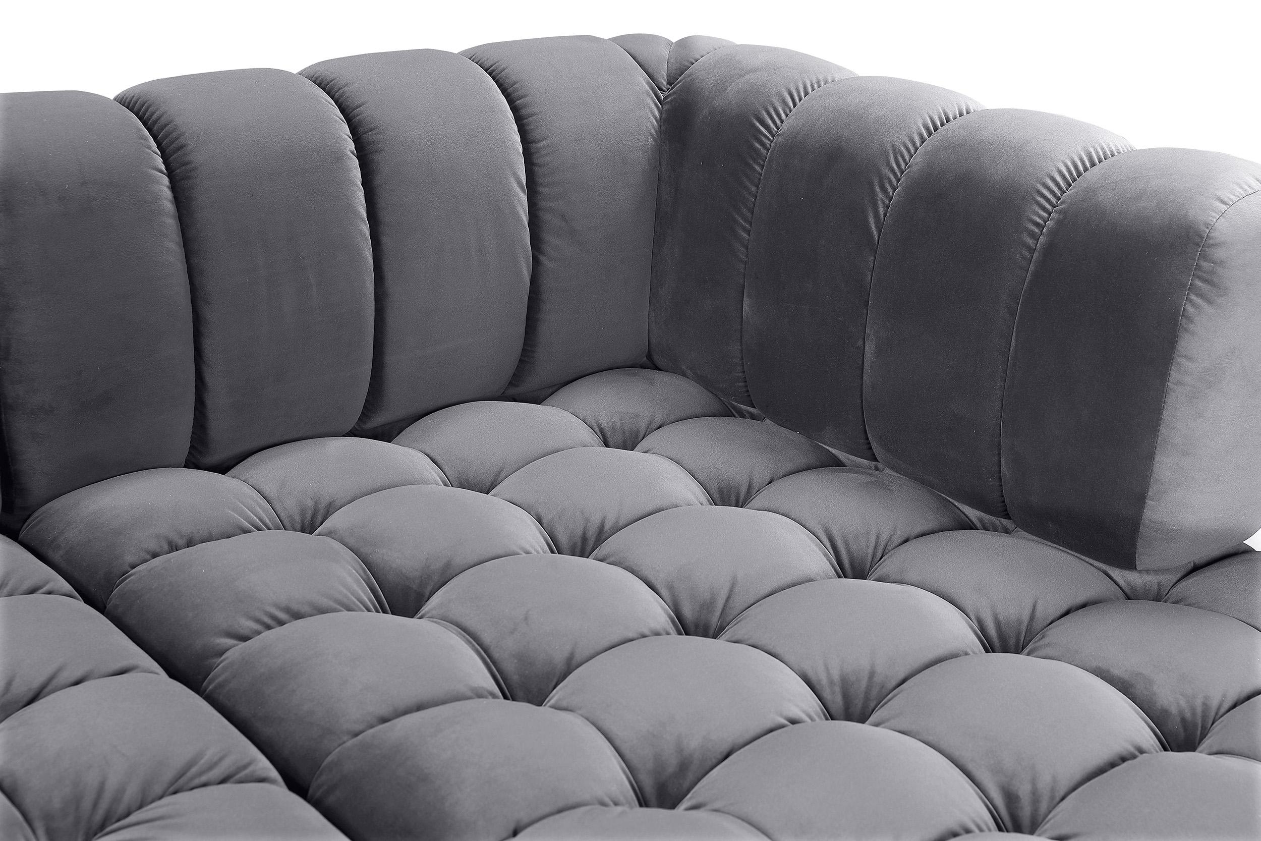 

    
653Grey-Sectional Glam Grey Velvet Tufted Sectional Sofa GWEN 653Grey Meridian Contemporary
