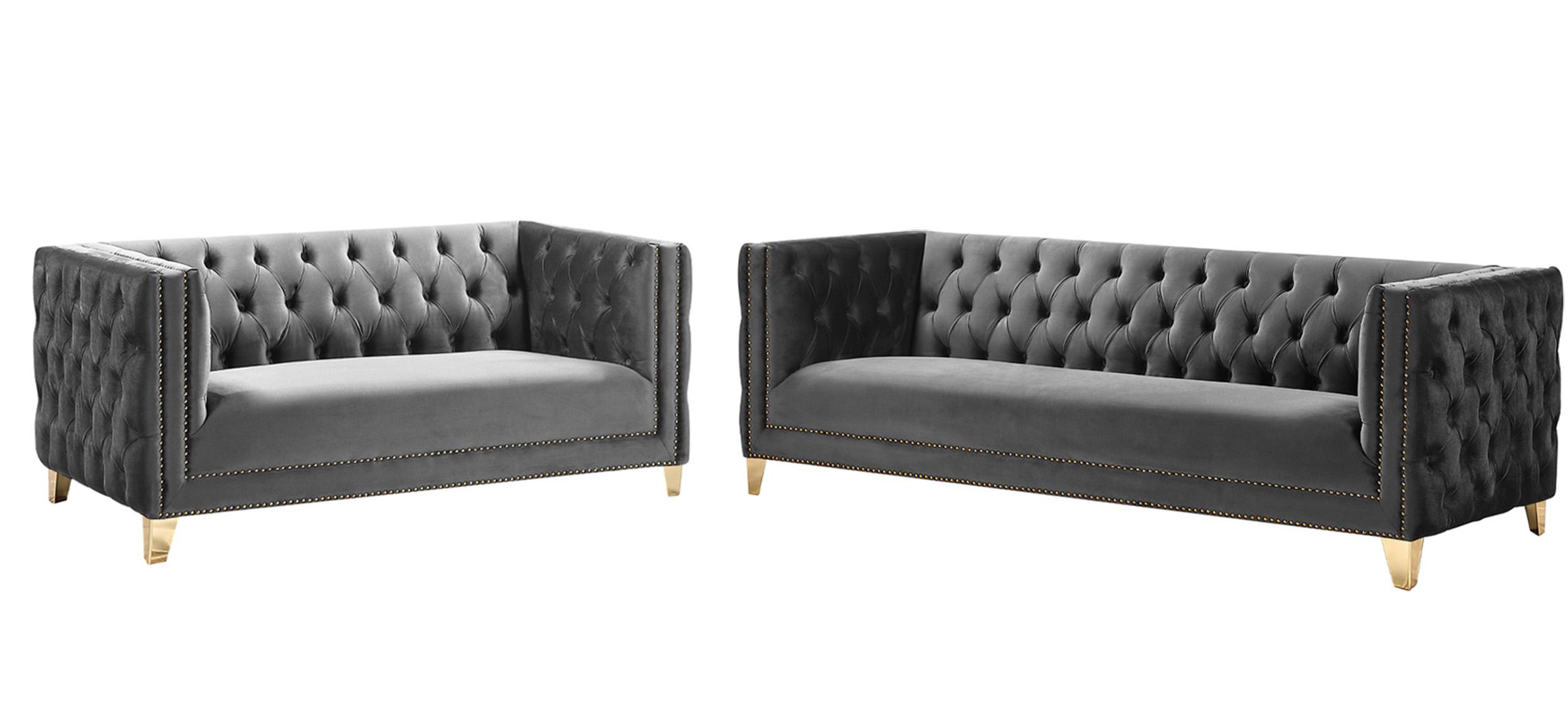 Contemporary, Modern Sofa Set MICHELLE 652Grey-S-Set-2 652Grey-S-Set-2 in Gray Velvet