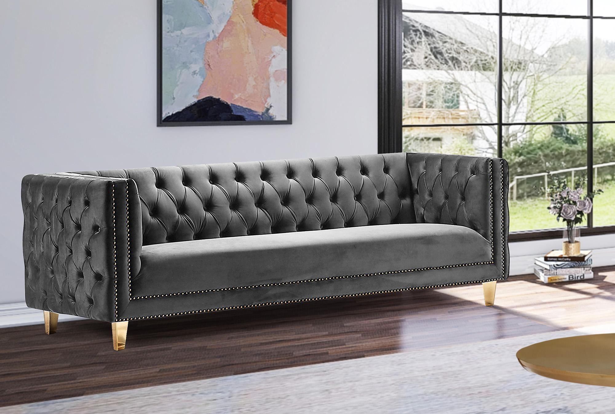 

    
 Shop  Glam Grey Velvet Sofa Set 3Pcs MICHELLE 652Grey Meridian Contemporary Modern
