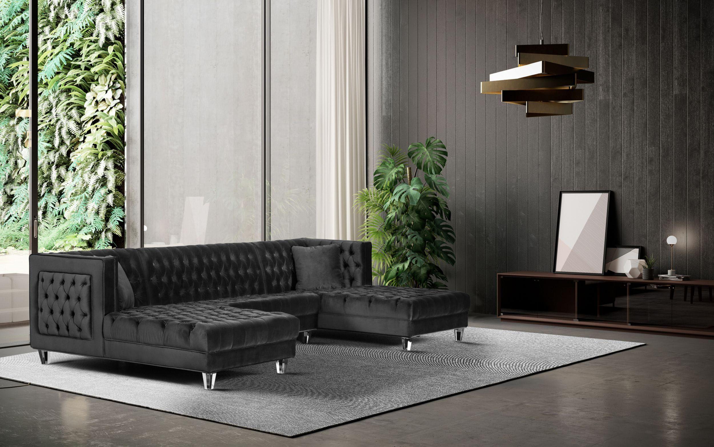 Contemporary, Modern Sectional Sofa VG2T1123-GRY-SECT VG2T1123-GRY-SECT in Gray Velvet