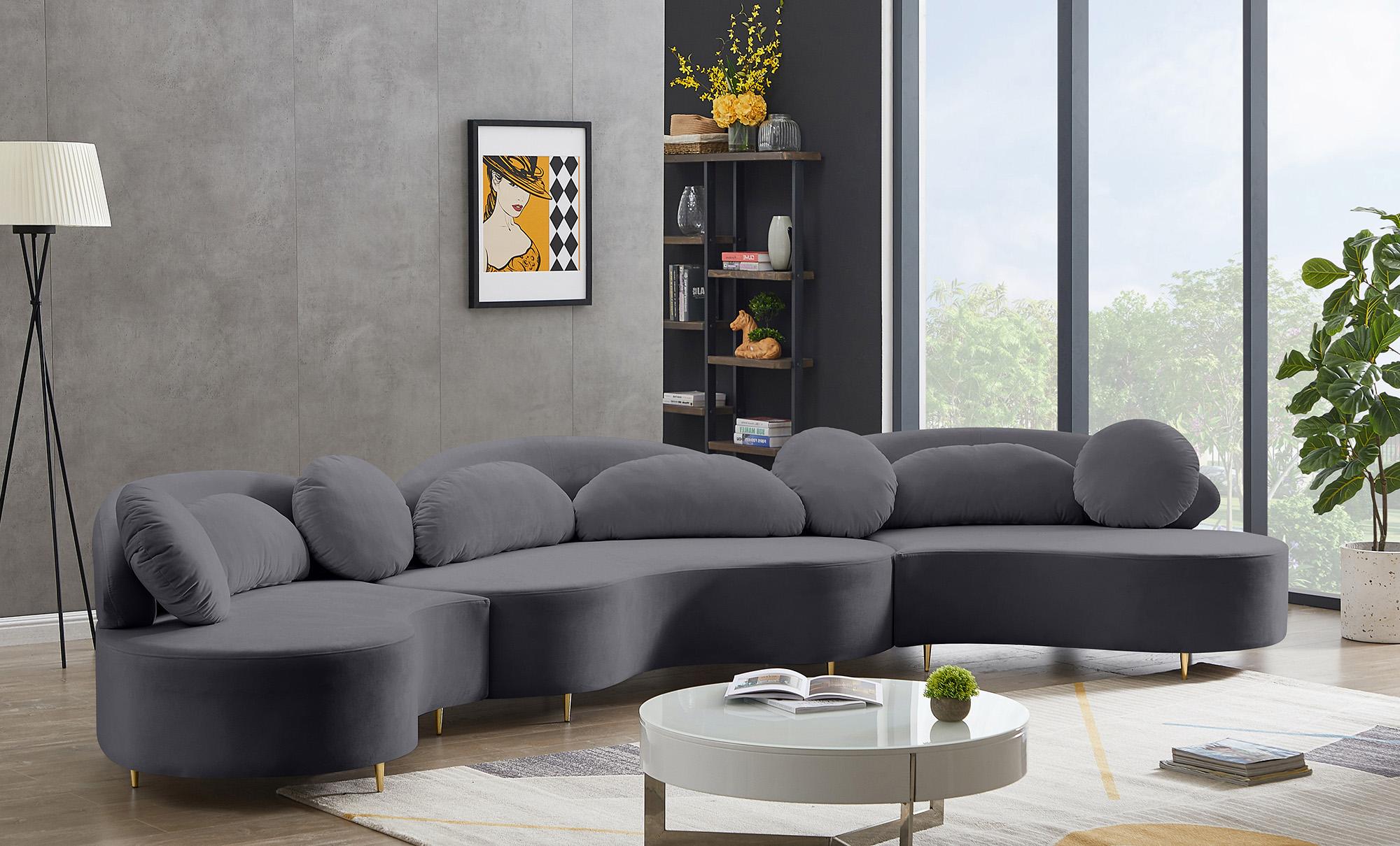 

    
Glam GREY Velvet Sectional Sofa Vivacious 632Grey Meridian Contemporary Modern

