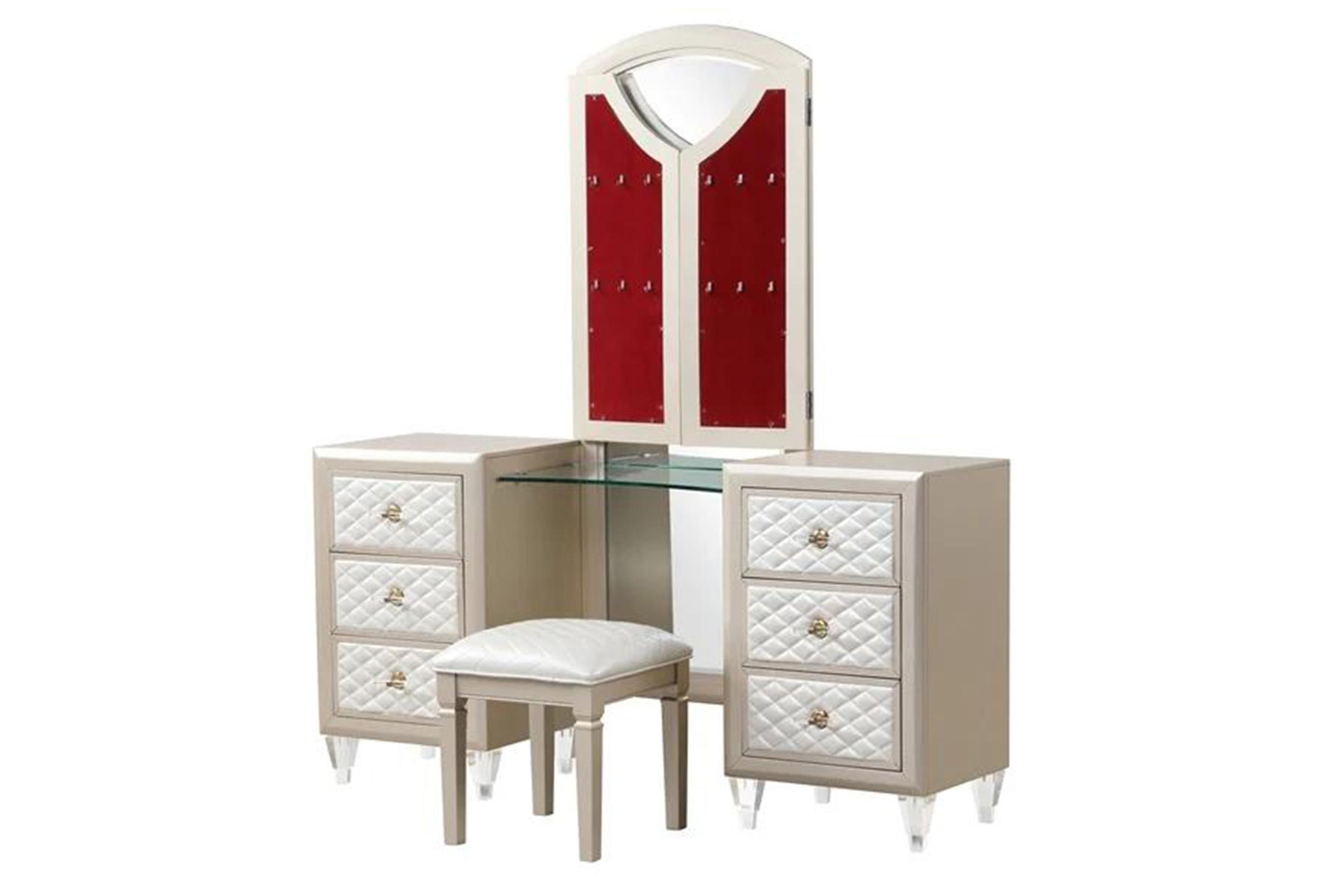 

                    
Galaxy Home Furniture TIFFANY Vanity Set Ivory/Champagne Eco-Leather Purchase 
