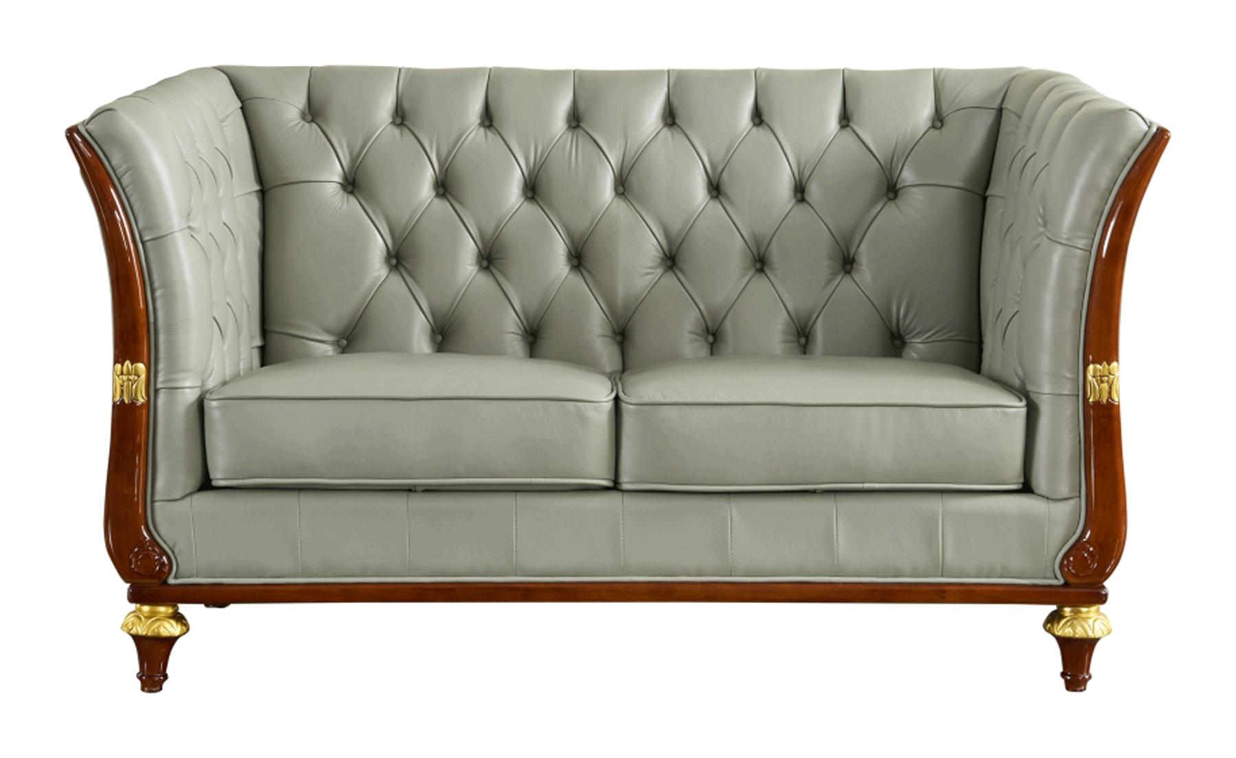 

    
Light Grey Top-grain Leather Tufted Loveseat Contemporary ESF 401
