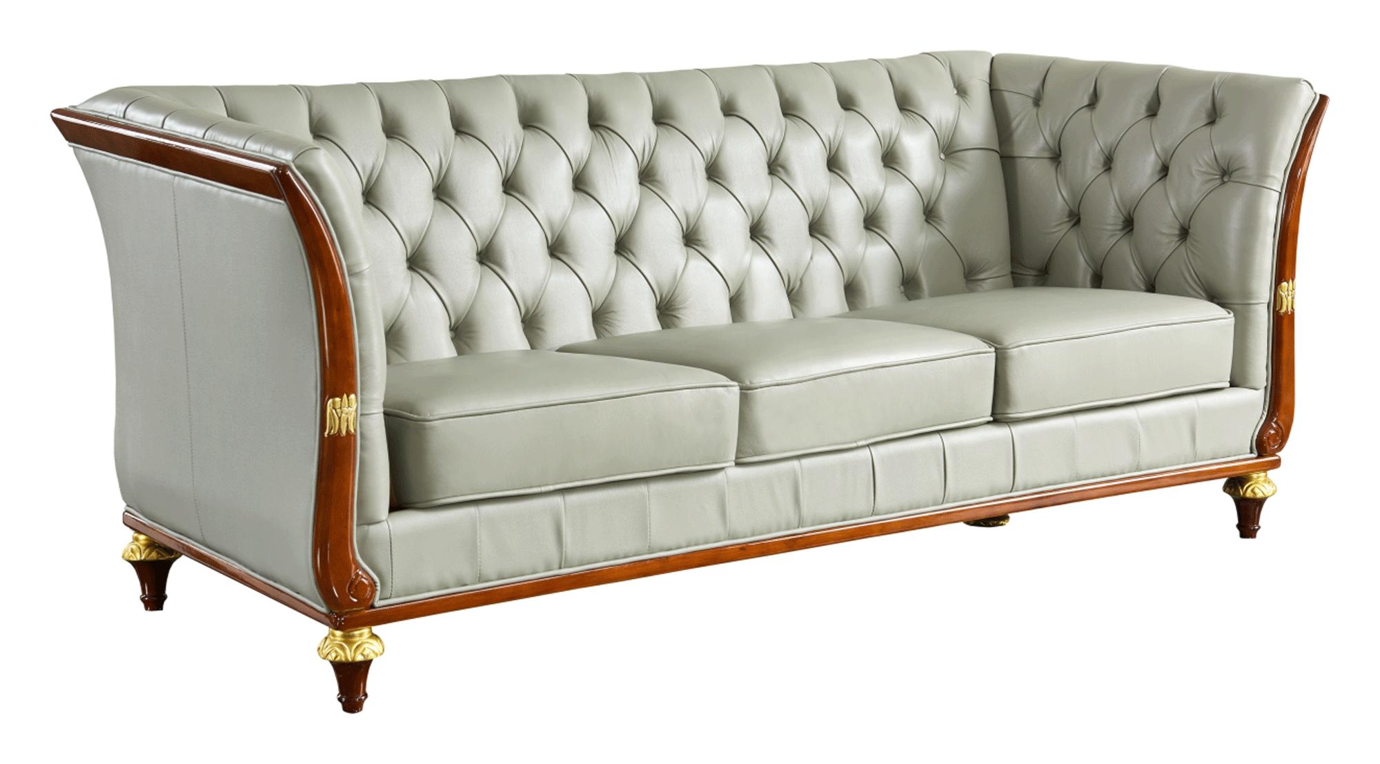

    
Light Grey Top-grain Leather Tufted Sofa Set 2 Pcs Contemporary ESF 401

