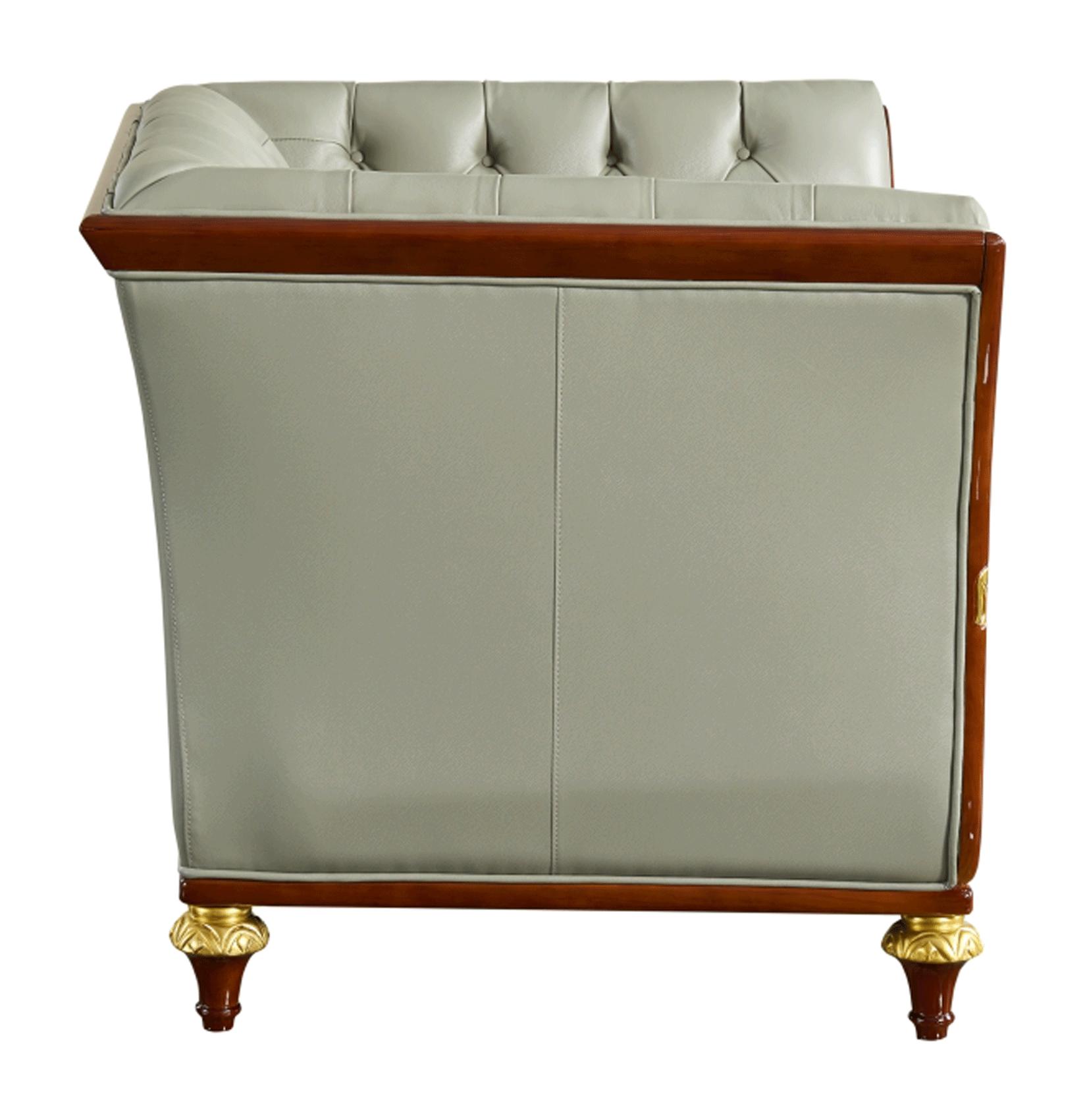 

    
Light Grey Top-grain Leather Tufted Sofa Set 3 Pcs Contemporary ESF 401
