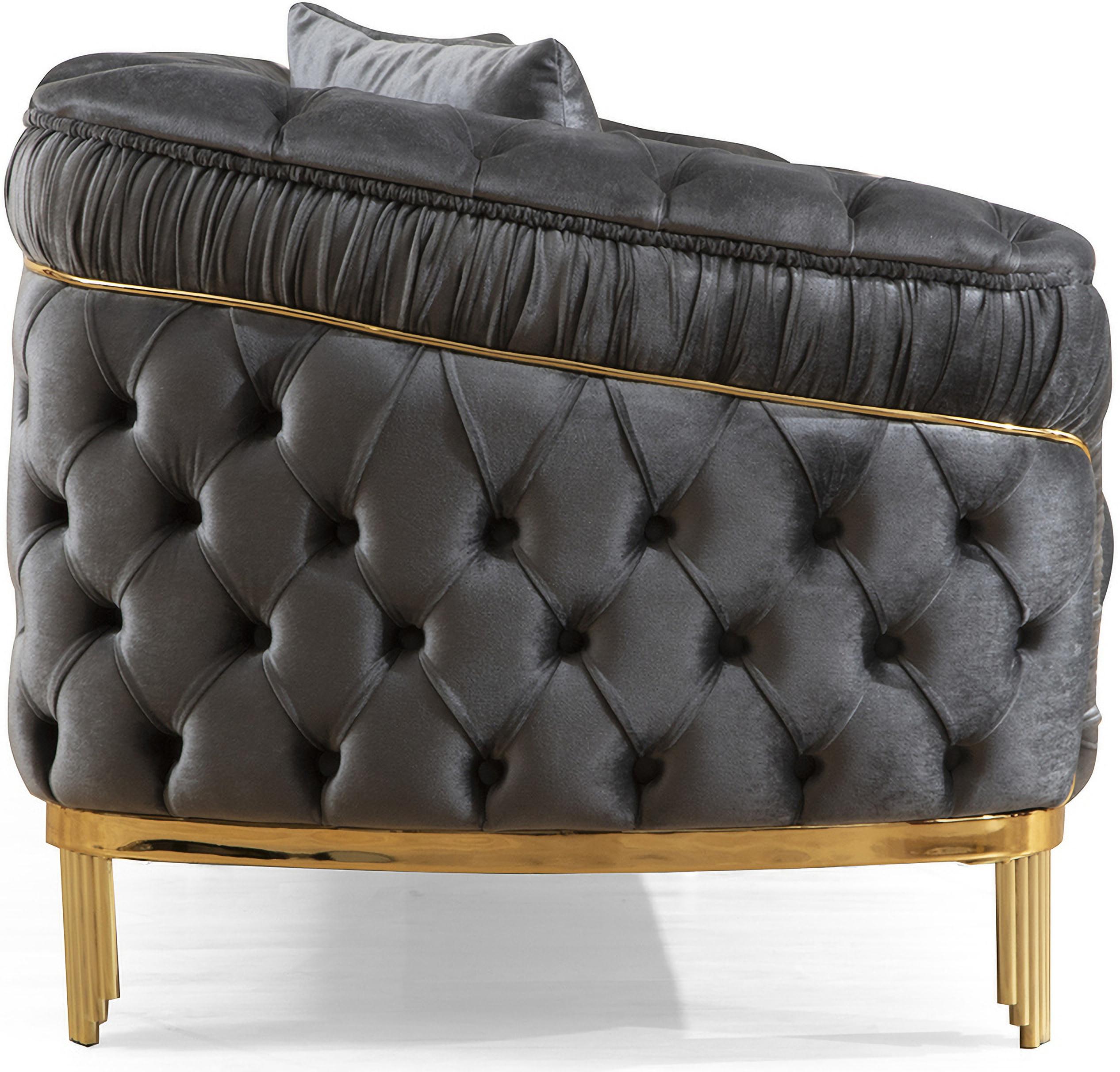 

    
 Order  Glam & Luxury Gray Button Tufted Velvet Sofa Set 2Pcs VANESSA Galaxy Home Modern
