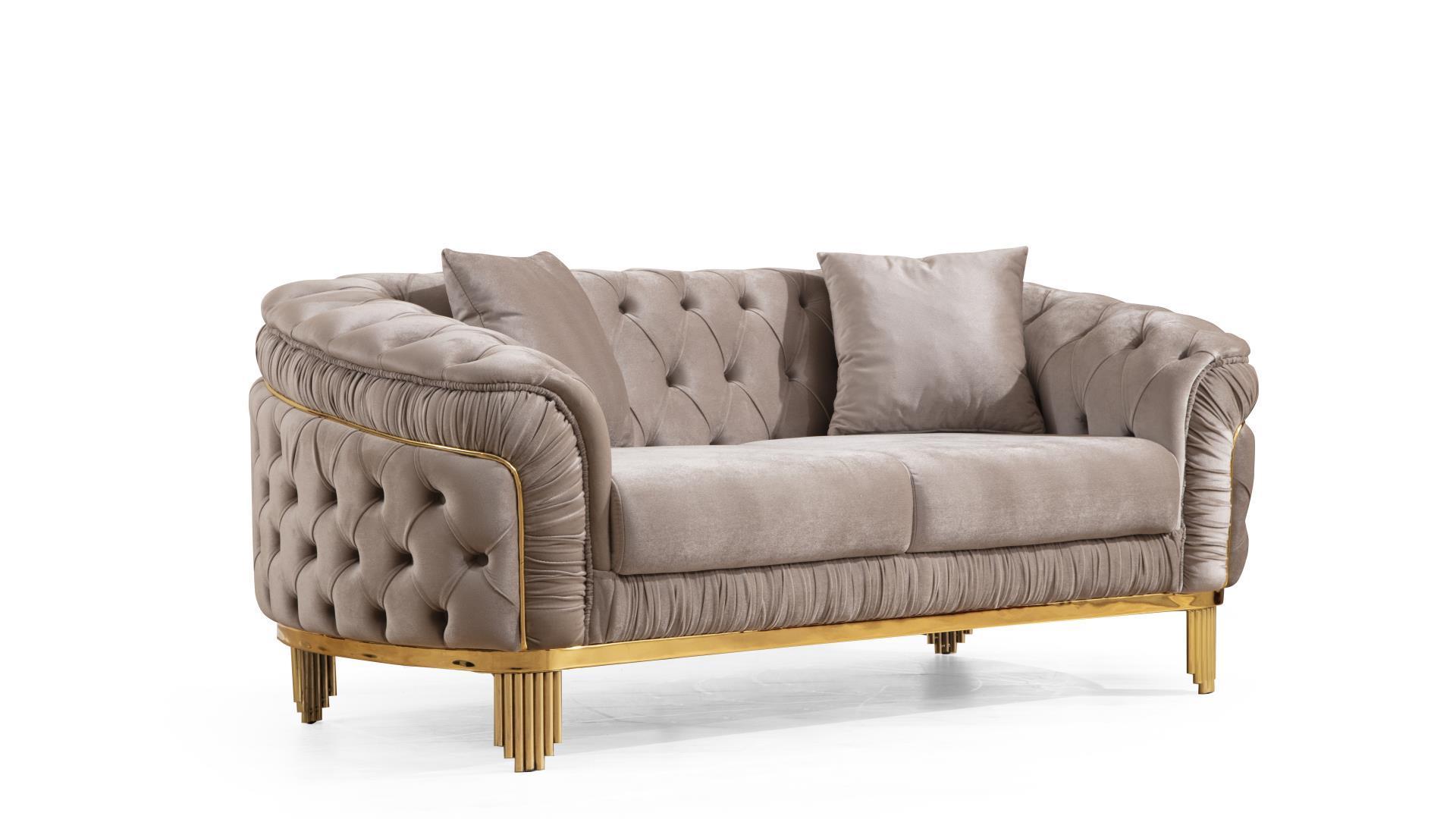

        
Galaxy Home Furniture VANESSA-TP Sofa Set Taupe/Gold Velvet 698781347744
