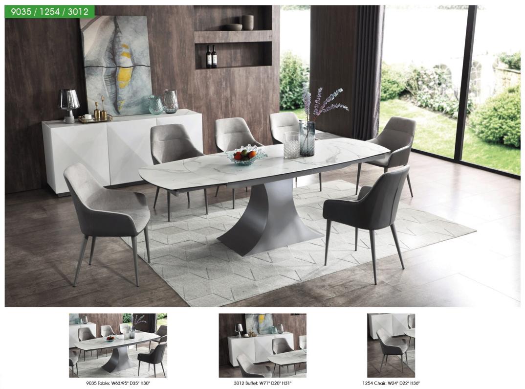 

                    
ESF 9035DININGTABLE Dining Table Set Gray Fabric Purchase 
