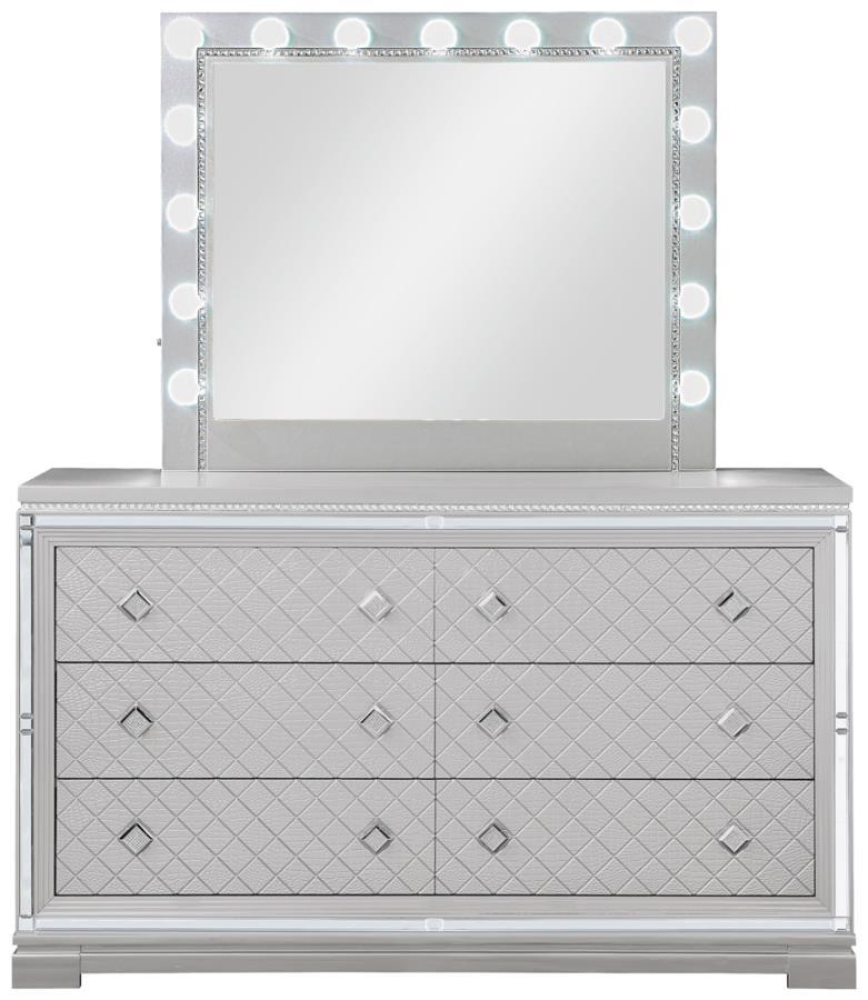 Modern Dresser w/Mirror 223463-2PC Eleanor 223463-2PC in Silver 