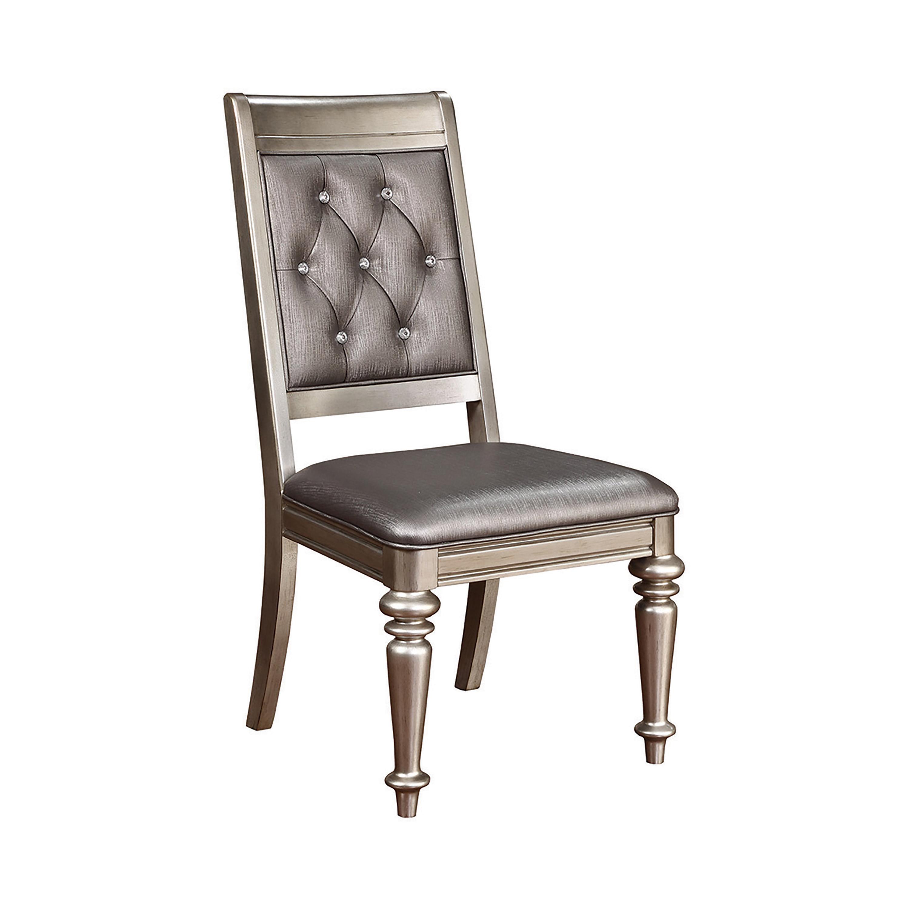 Contemporary Side Chair Set 106472 Danette 106472 in Platinum Leatherette