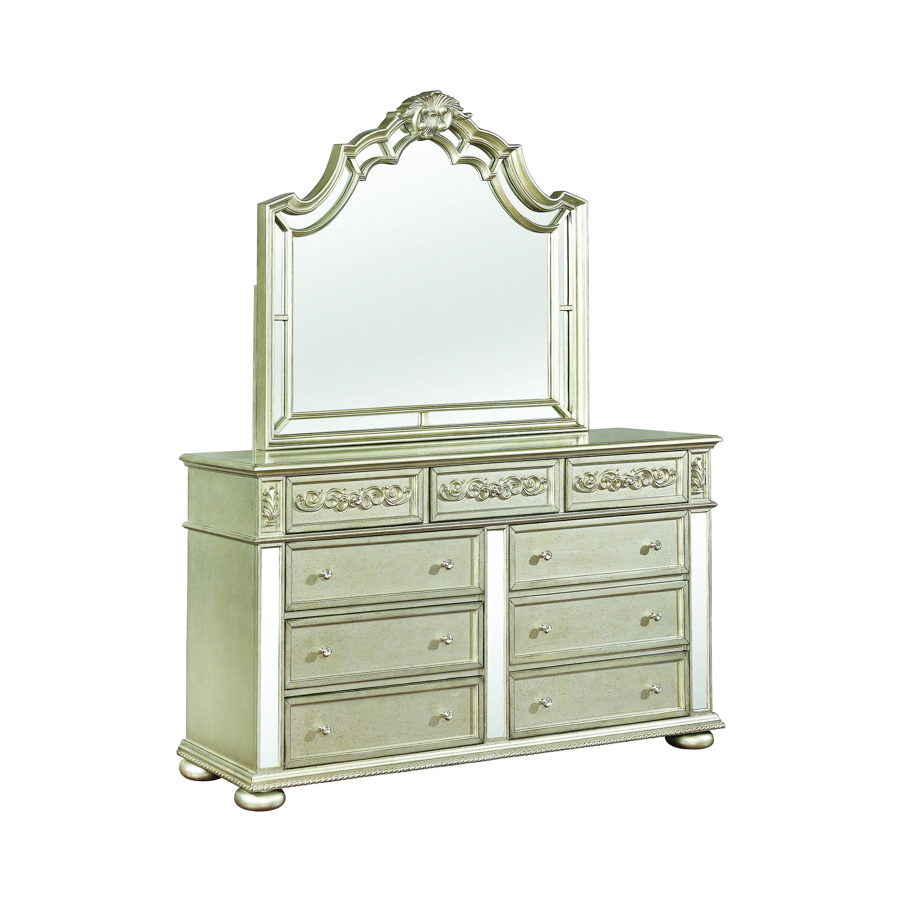 Modern Dresser w/Mirror 222733-2PC Heidi 222733-2PC in Platinum 