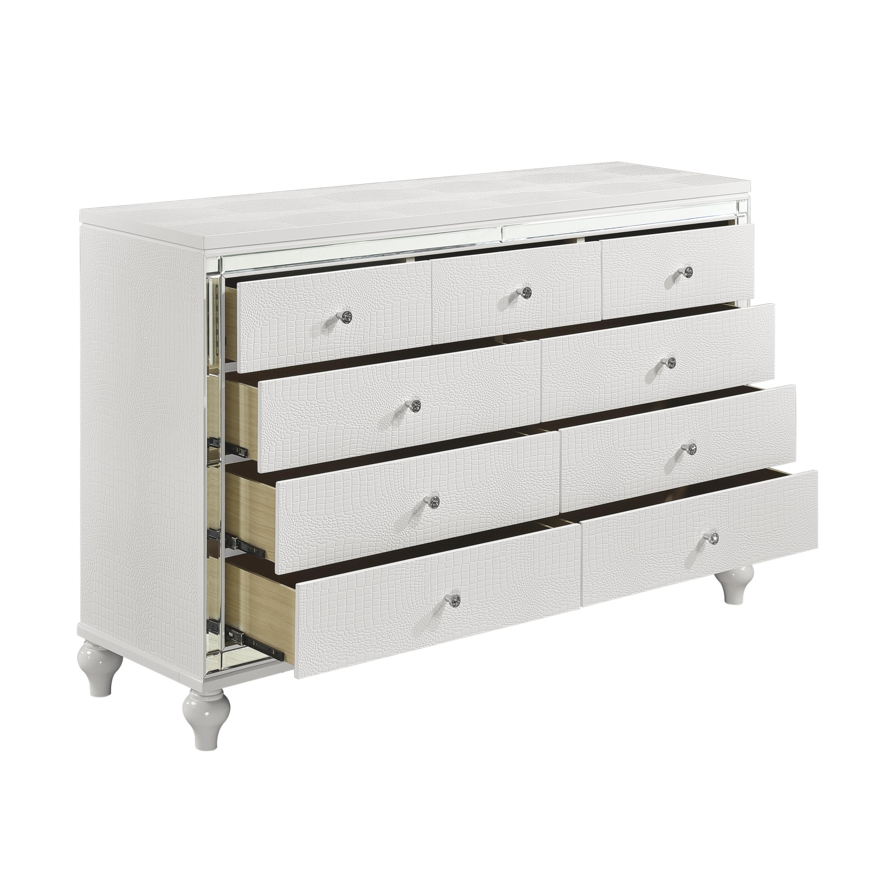 

    
Glam Metallic White Wood Dresser Homelegance 1845-5 Alonza
