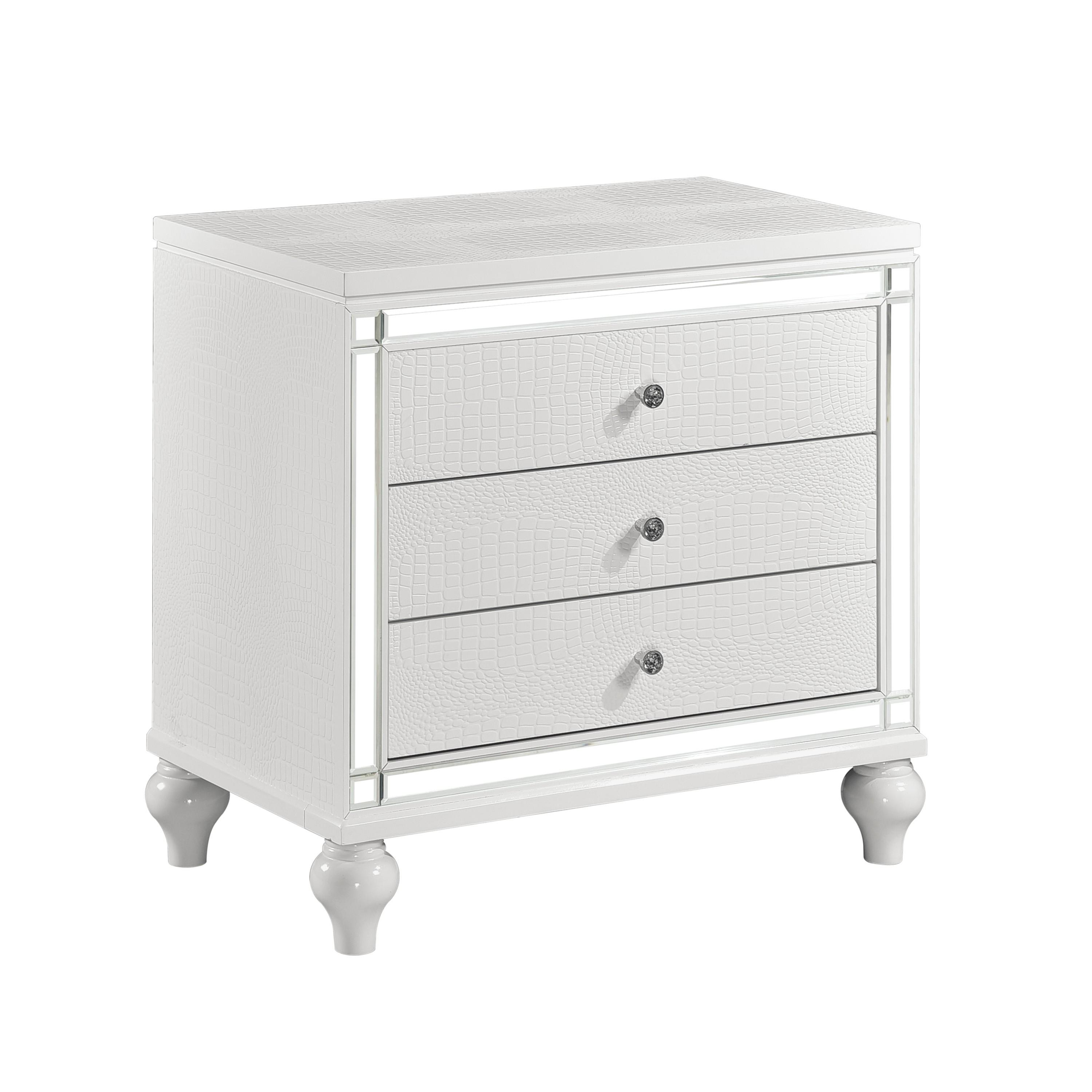 Modern Nightstand 1845-4 Alonza 1845-4 in White Faux Leather