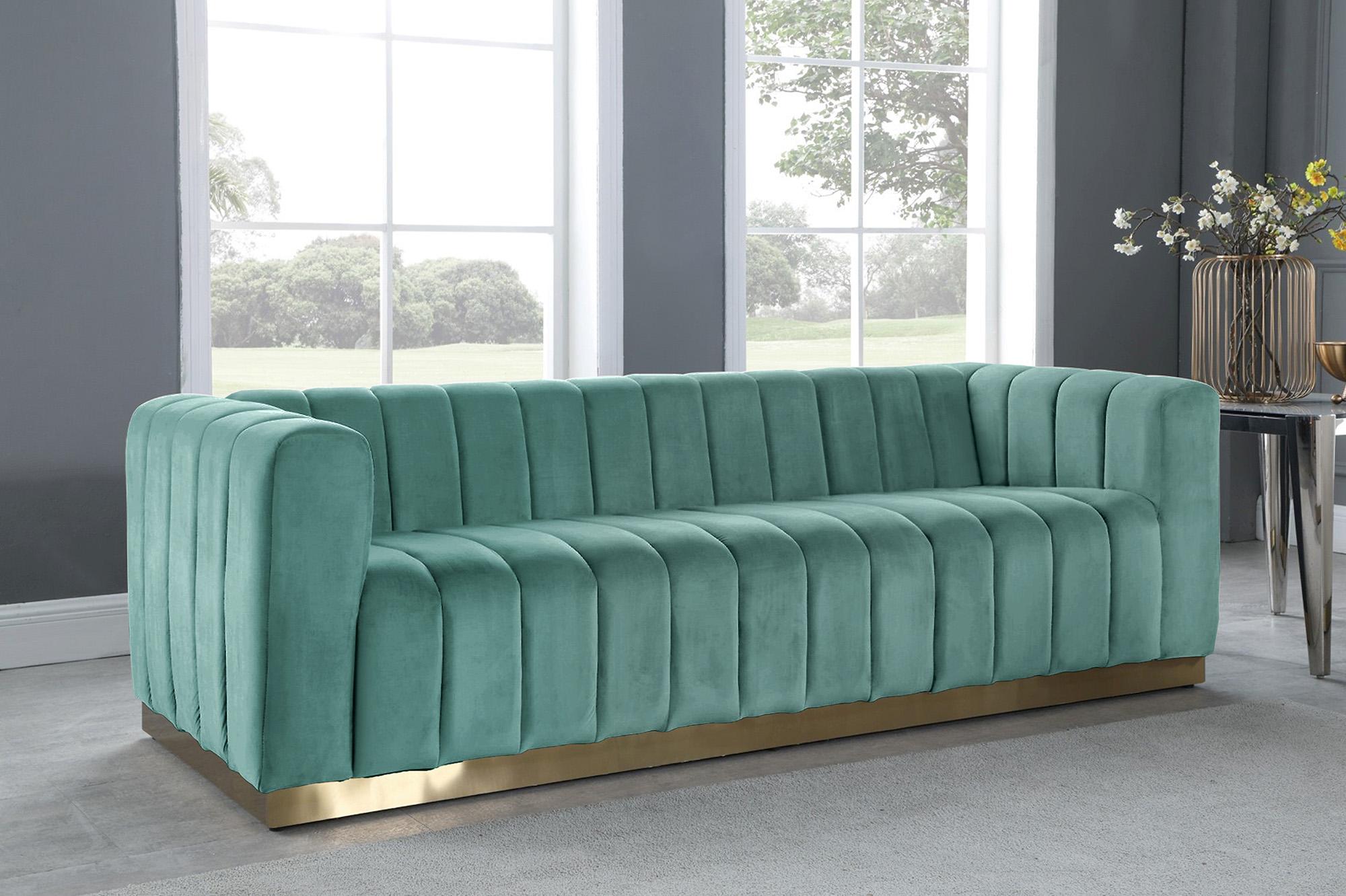 

        
Meridian Furniture MARLON 603Mint-S Sofa Mint/Gold Velvet 704831408577
