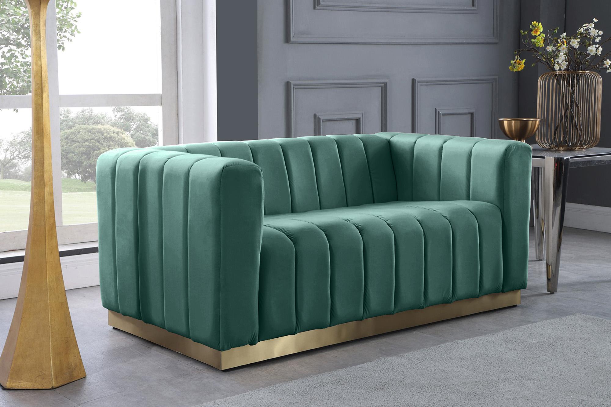 

    
 Order  Glam Mint Velvet Channel Tufted Sofa Set 2Pcs MARLON 603Mint-S Meridian Modern
