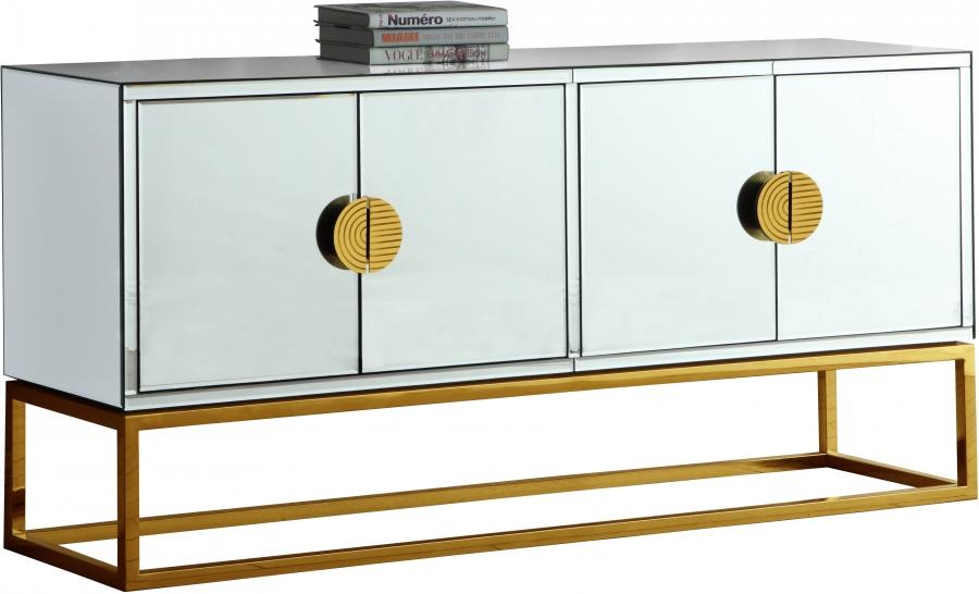 Contemporary, Modern Buffet Marbella 302 302 in Chrome, Clear, Gold 