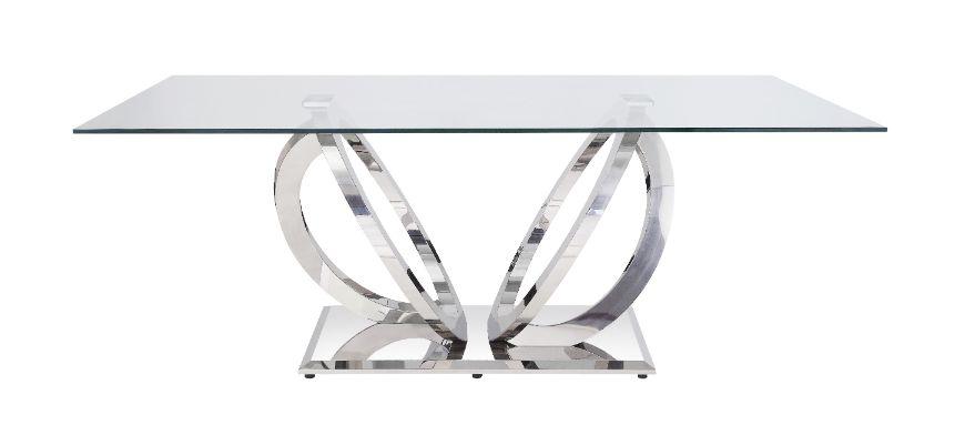 

    
Acme Furniture Finley Dining Table Silver 68260
