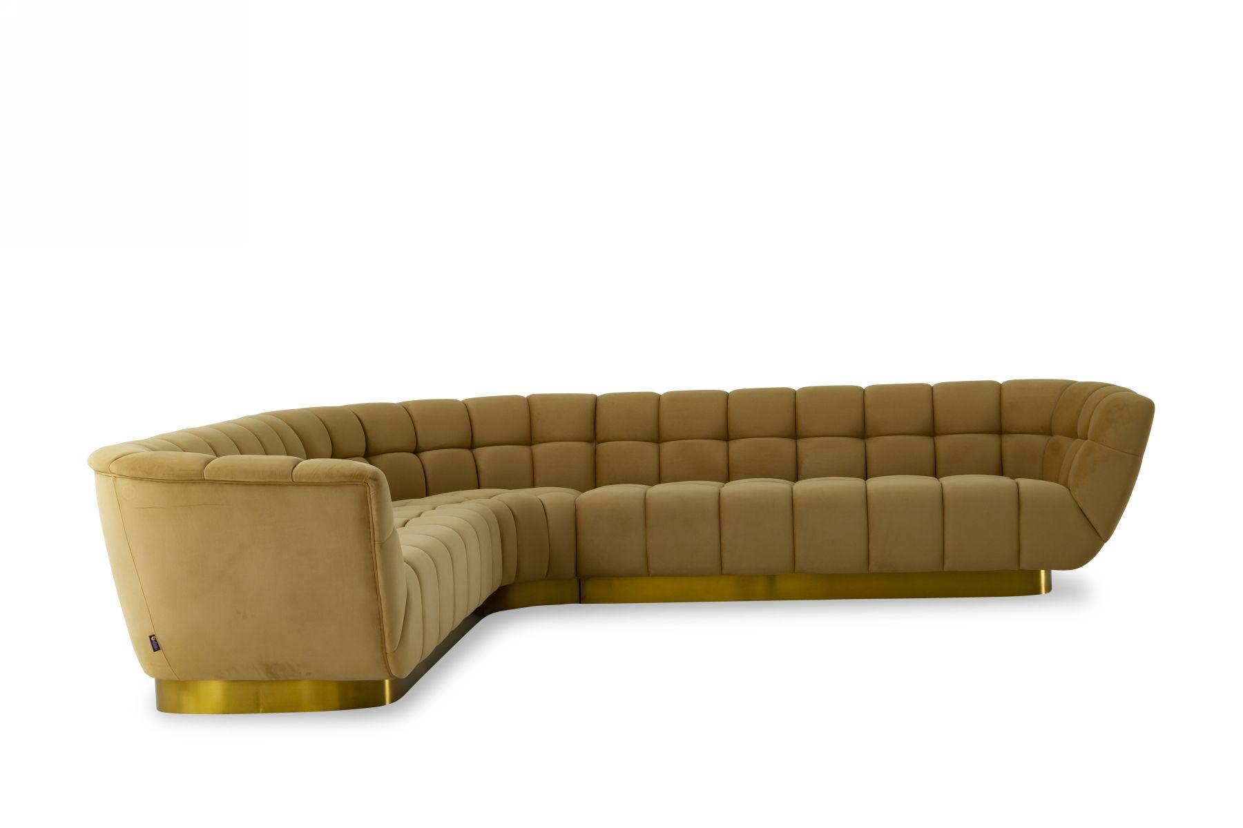 Modern Sectional Sofa Granby VGODZW-946-SECT in Yellow Velvet
