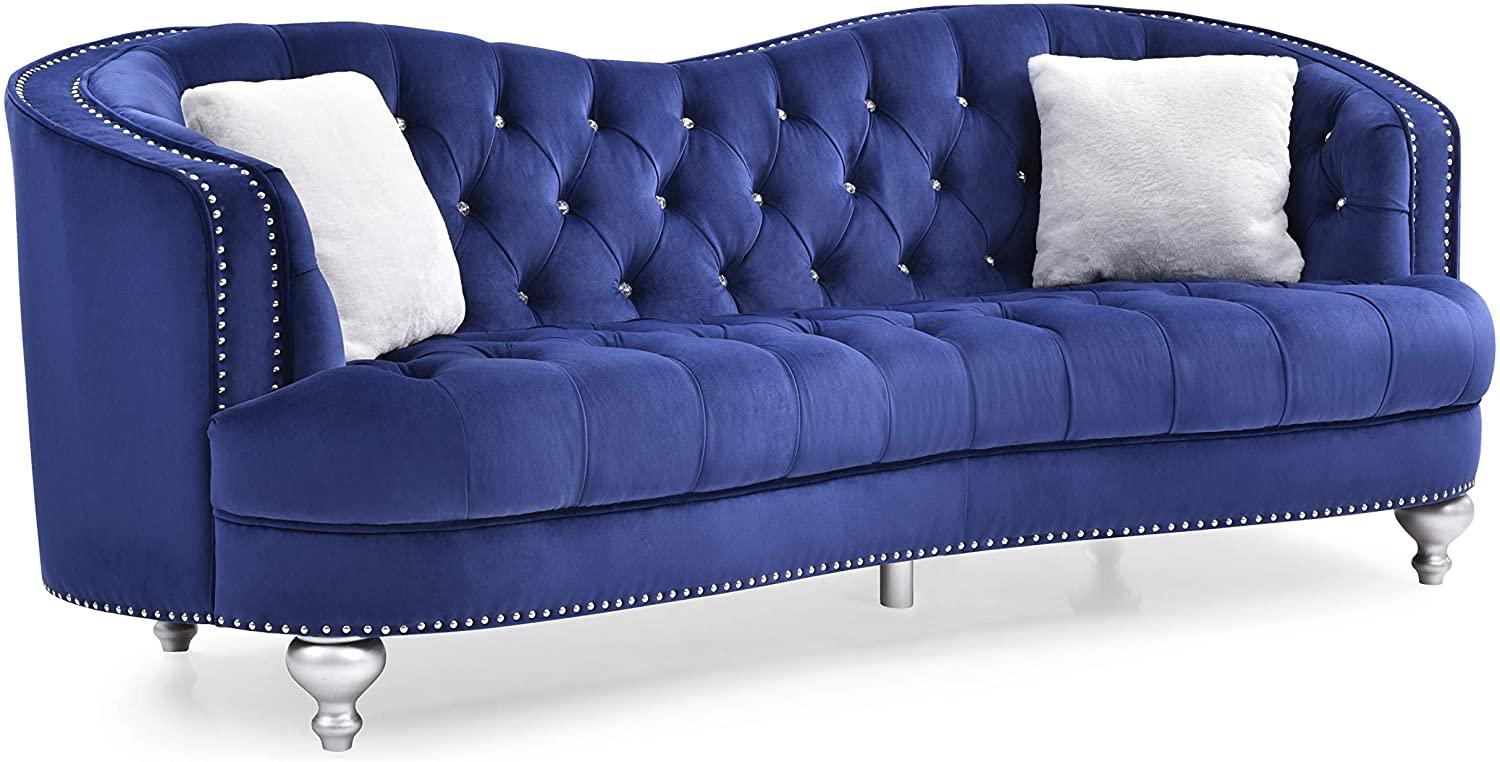 

    
Navy Blue Crystal Tufted Sofa AFREEN Galaxy Home Contemporary Modern

