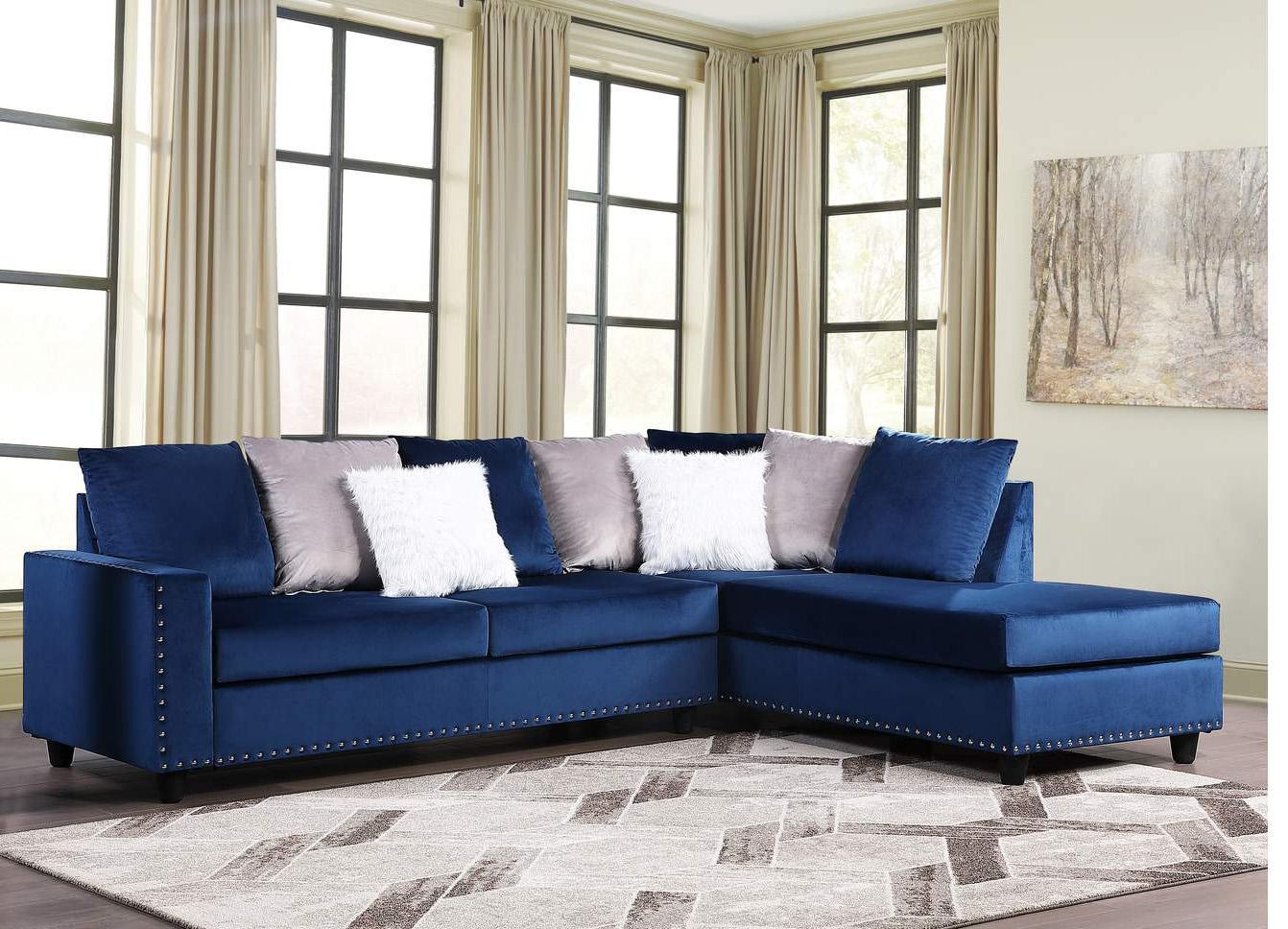 

    
Glam Navy Fabric Sectional Sofa MARTHA Galaxy Home Contemporary Modern

