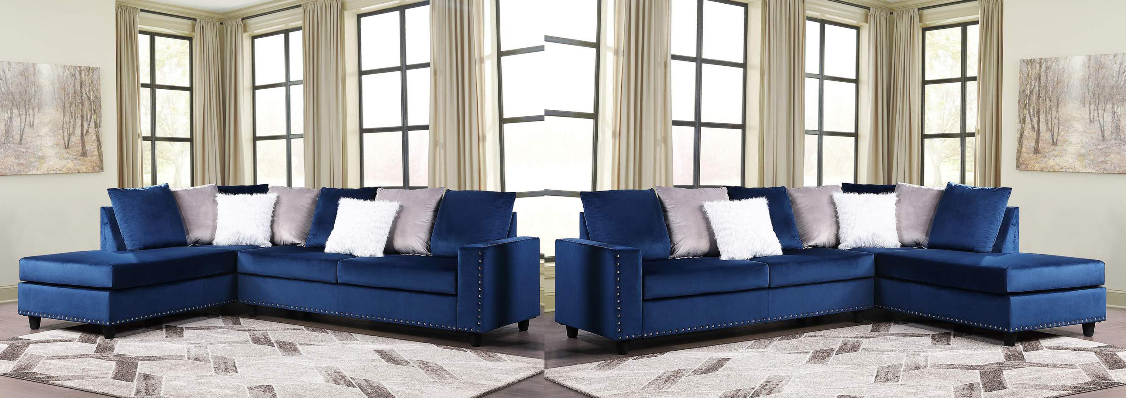 

    
Glam Navy Fabric Sectional Sofa MARTHA Galaxy Home Contemporary Modern
