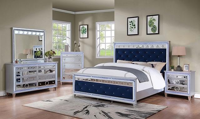

                    
Furniture of America CM7541NV-Q Mairead Panel Bed Navy/Silver Flannelette Purchase 
