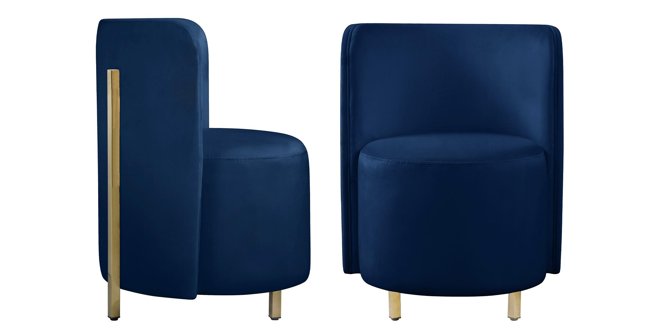 

    
Glam Navy Velvet Accent Chair Set 2Pcs ROTUNDA 518Navy-CMeridian Modern

