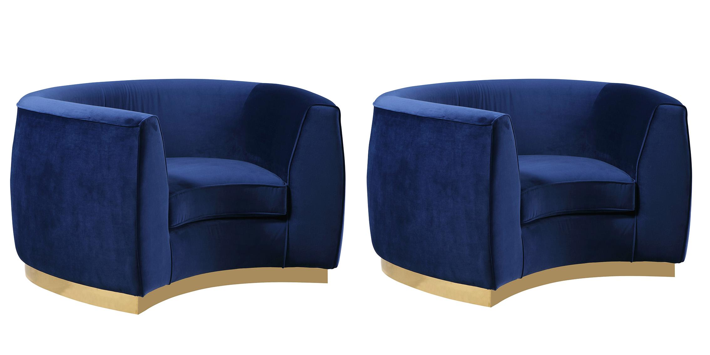 

    
Glam Navy Velvet Chair Set 2Pcs Julian 620Navy-C Meridian Modern Contemporary
