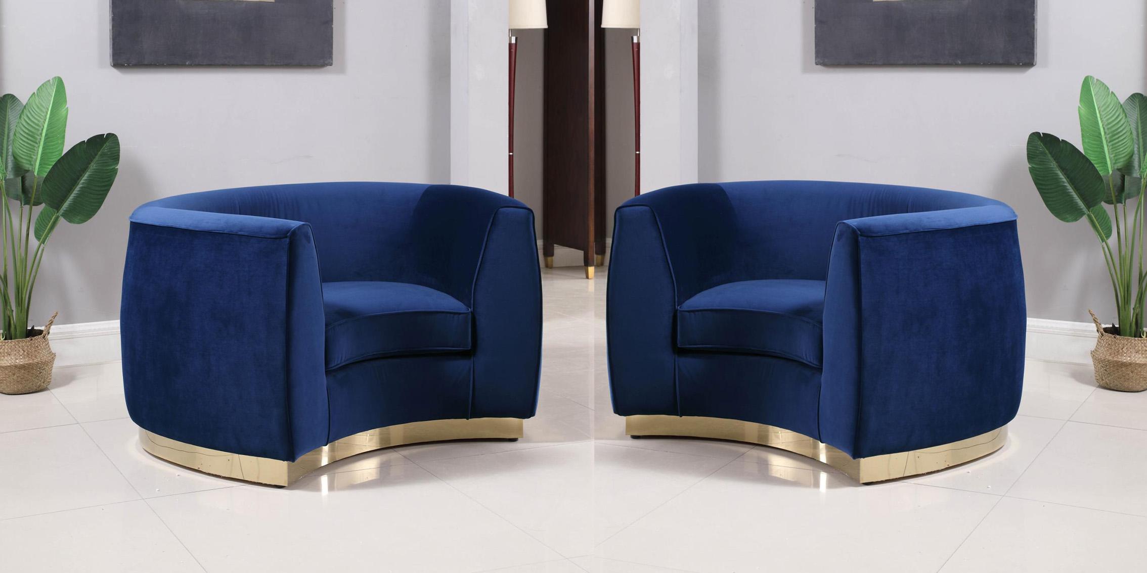 

    
Glam Navy Velvet Chair Set 2Pcs Julian 620Navy-C Meridian Modern Contemporary

