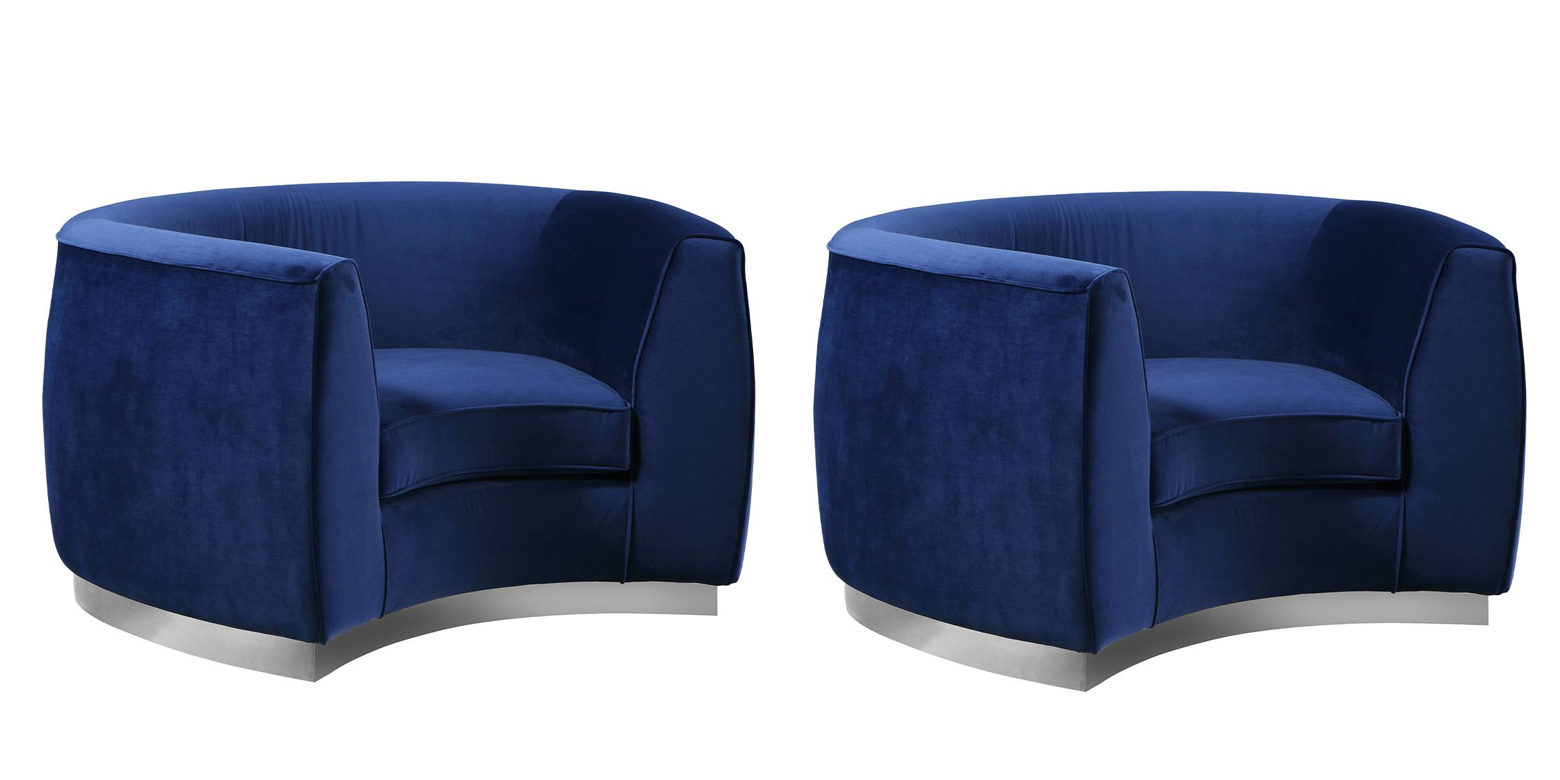 

    
Glam Navy Velvet Chair Set 2Pcs Julian 621Navy-C Meridian Modern Contemporary
