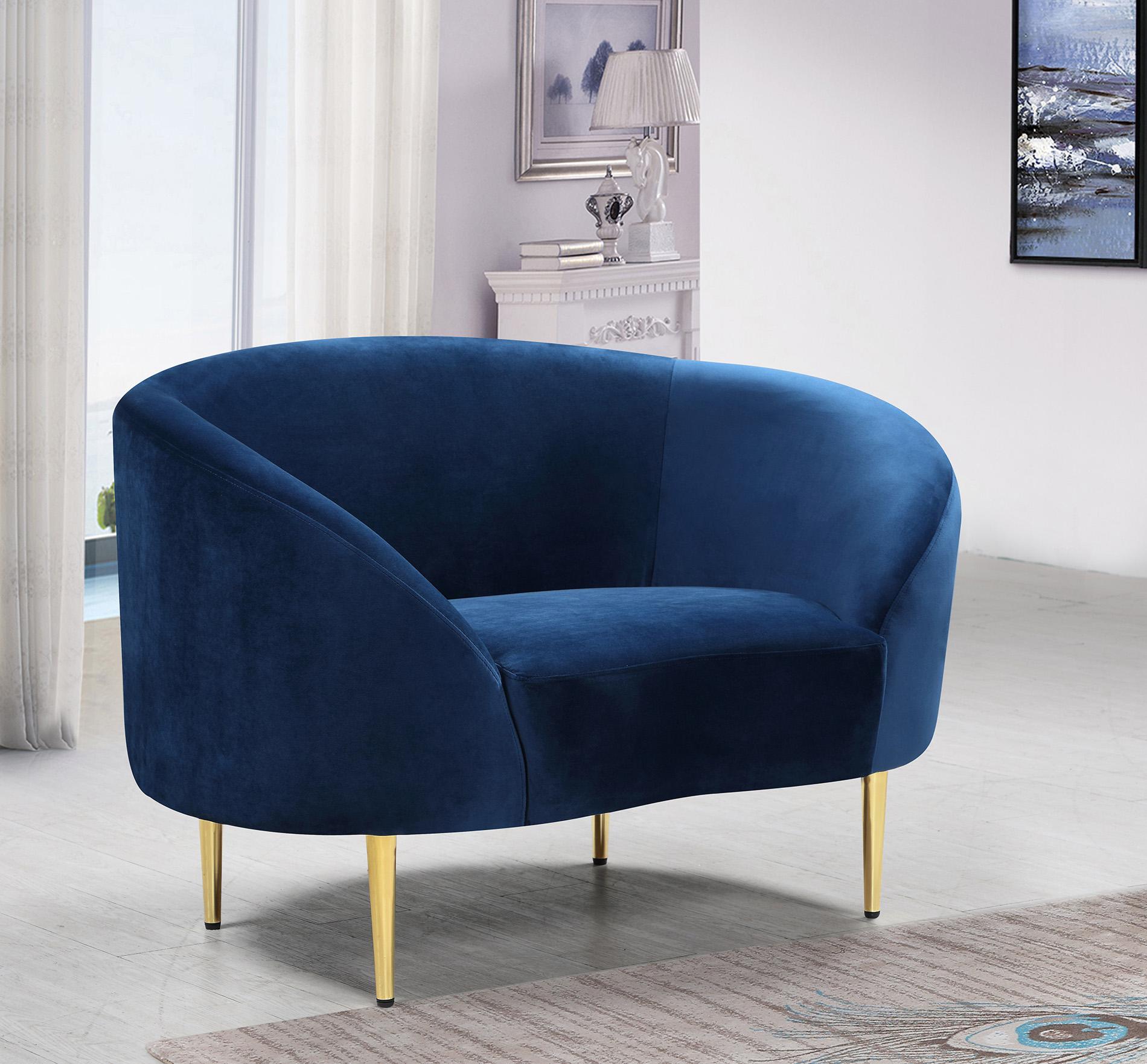 

    
Glam Navy Velvet Arm Chair Set 2Pcs RITZ 659Navy-C Meridian Contemporary Modern
