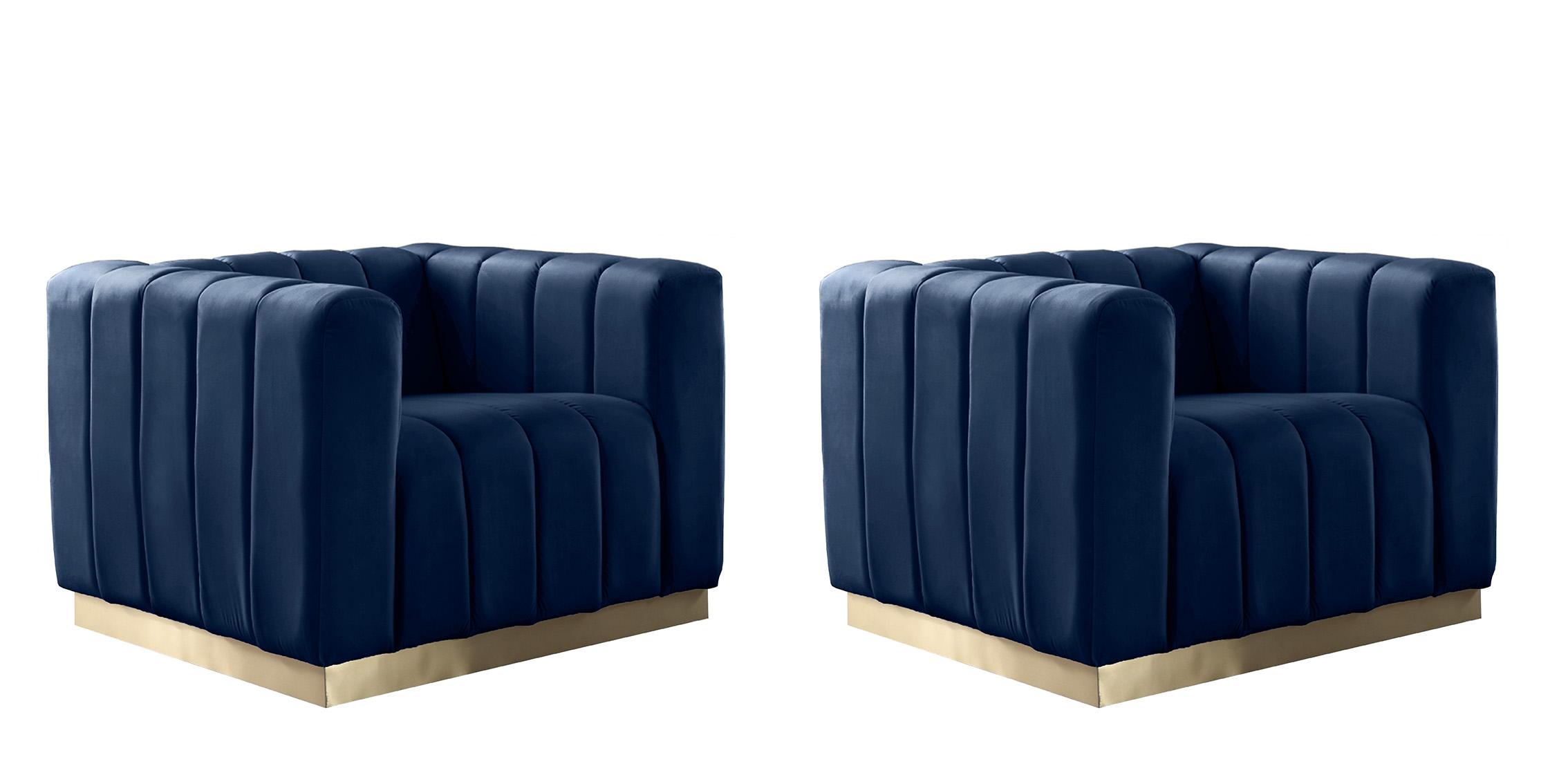

    
Glam Navy Velvet Tufted Chair Set 2Pcs MARLON 603Navy-C Meridian Contemporary
