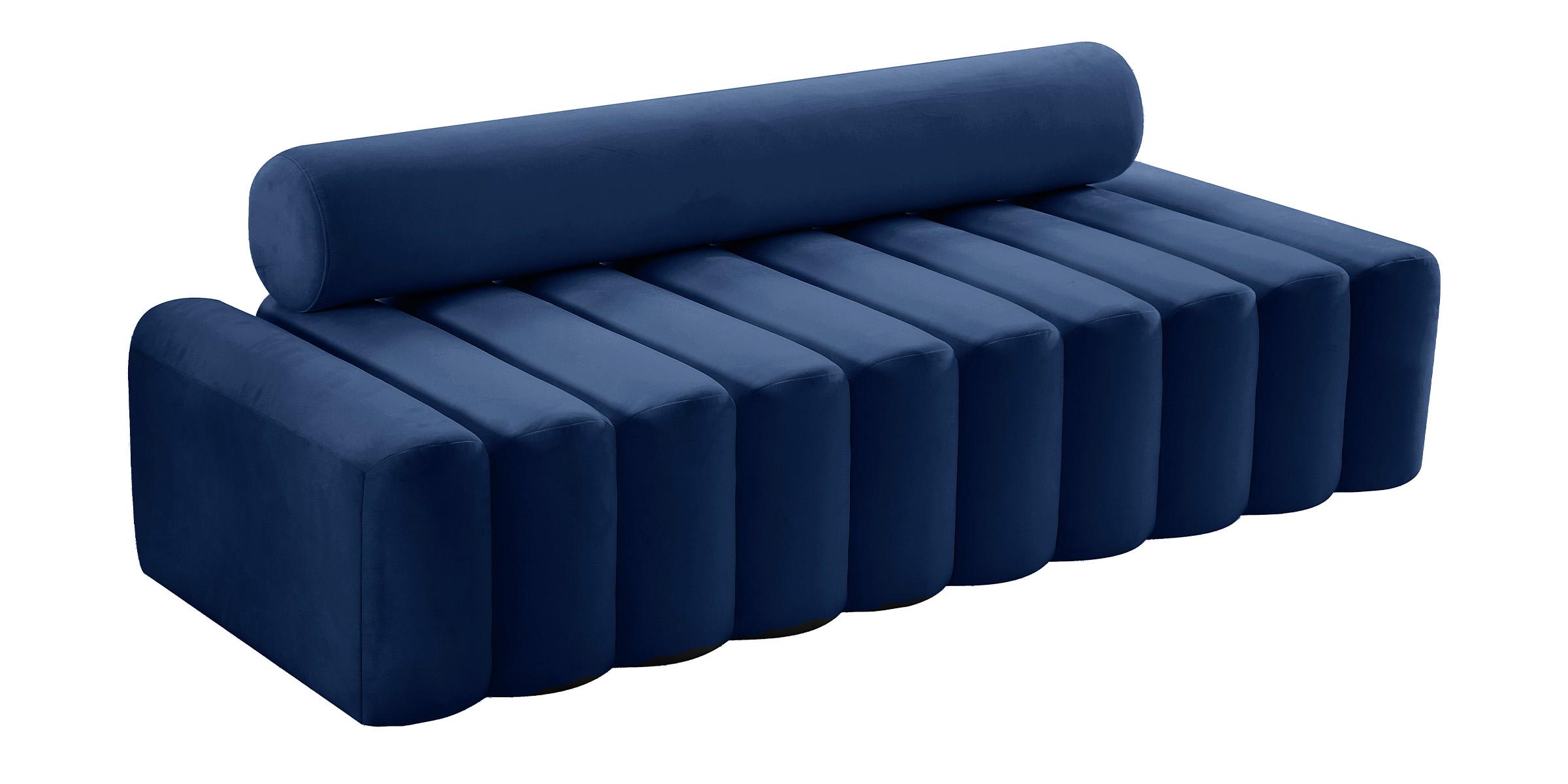 

    
Glam NAVY Velvet Channel Tufted Melody Sofa 647Navy-S Meridian Contemporary
