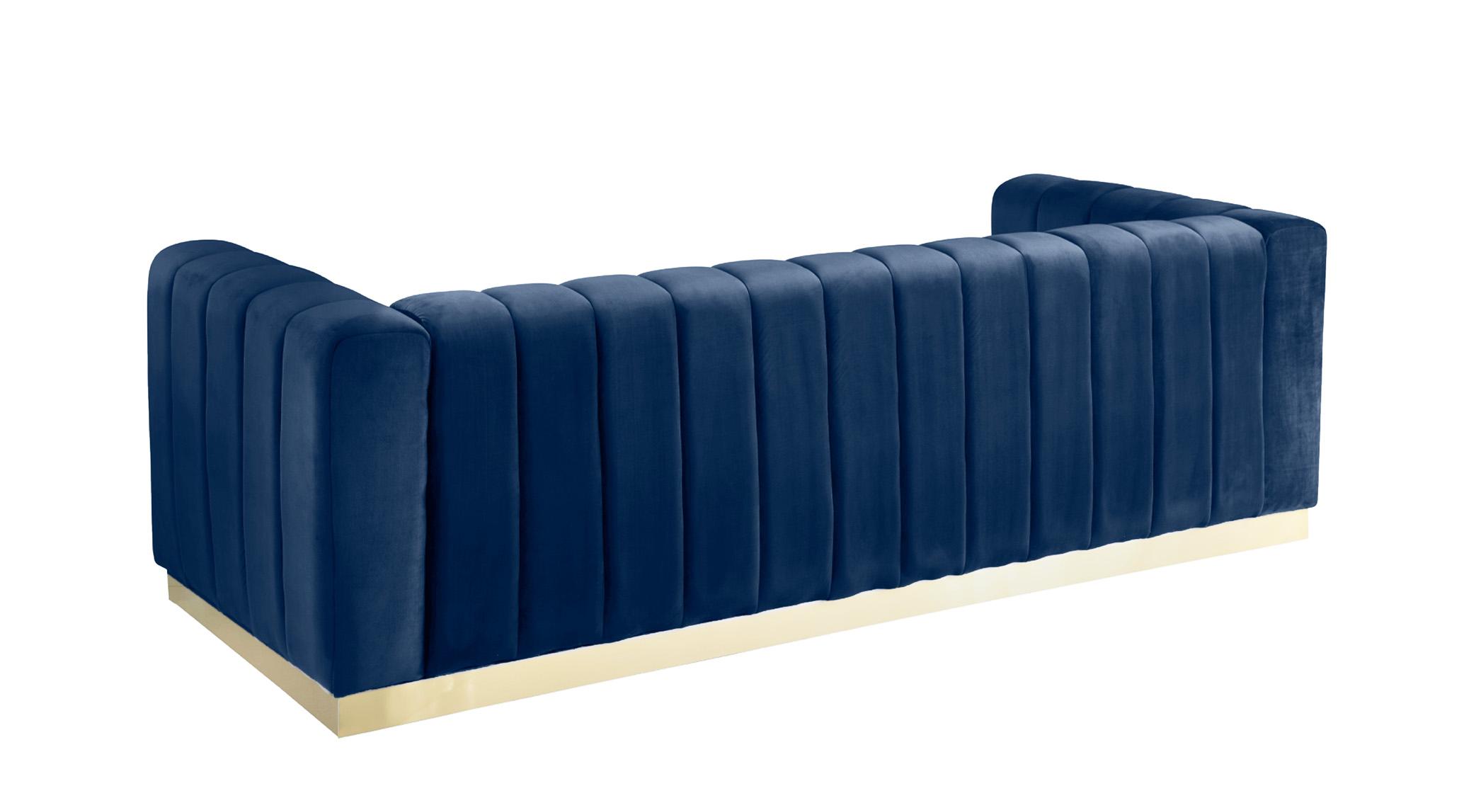 

        
Meridian Furniture MARLON 603Navy-S-Set-2 Sofa Set Navy/Gold Velvet 704831408669

