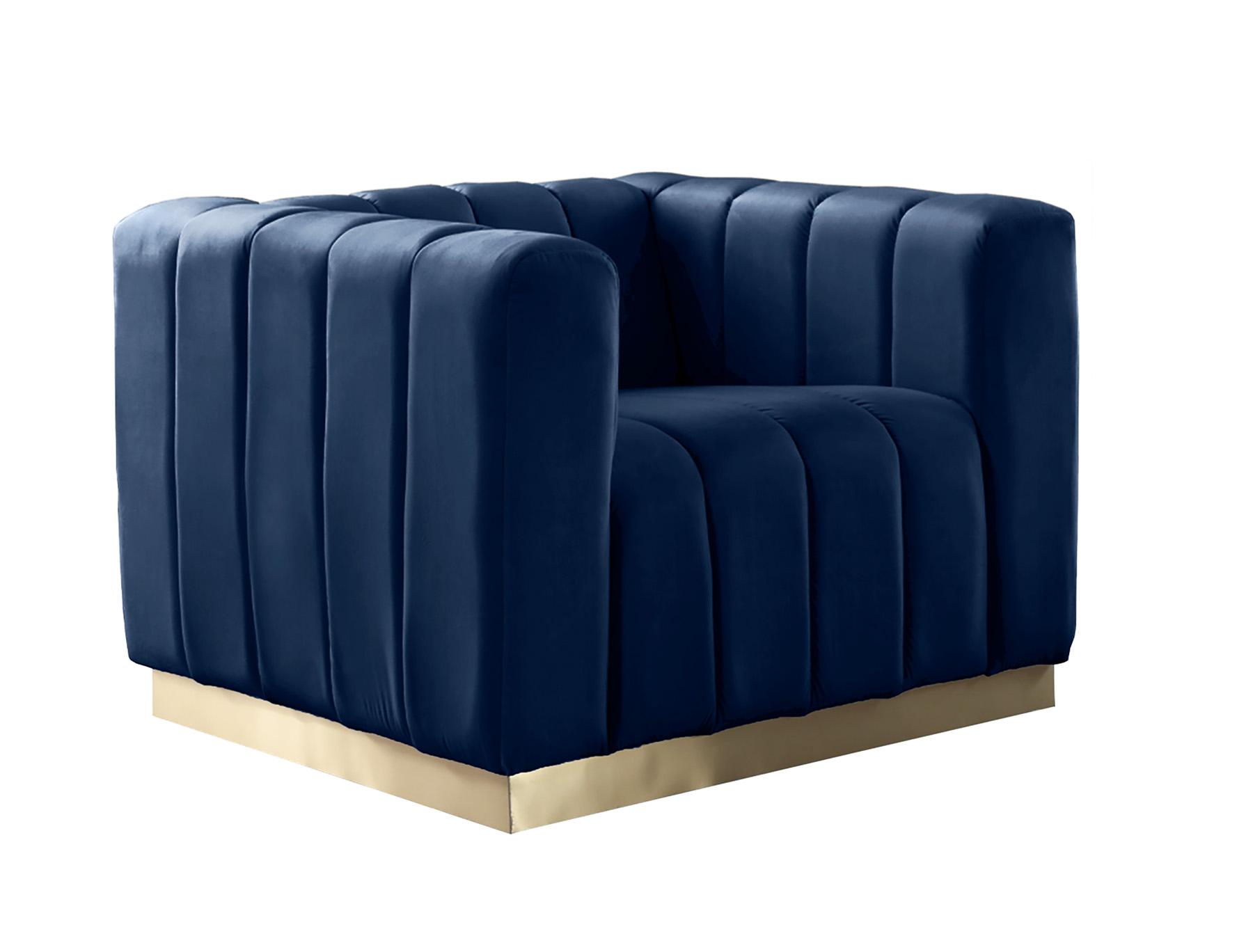 

        
Meridian Furniture MARLON 603Navy-S-Set-3 Sofa Set Navy/Gold Velvet 704831408669
